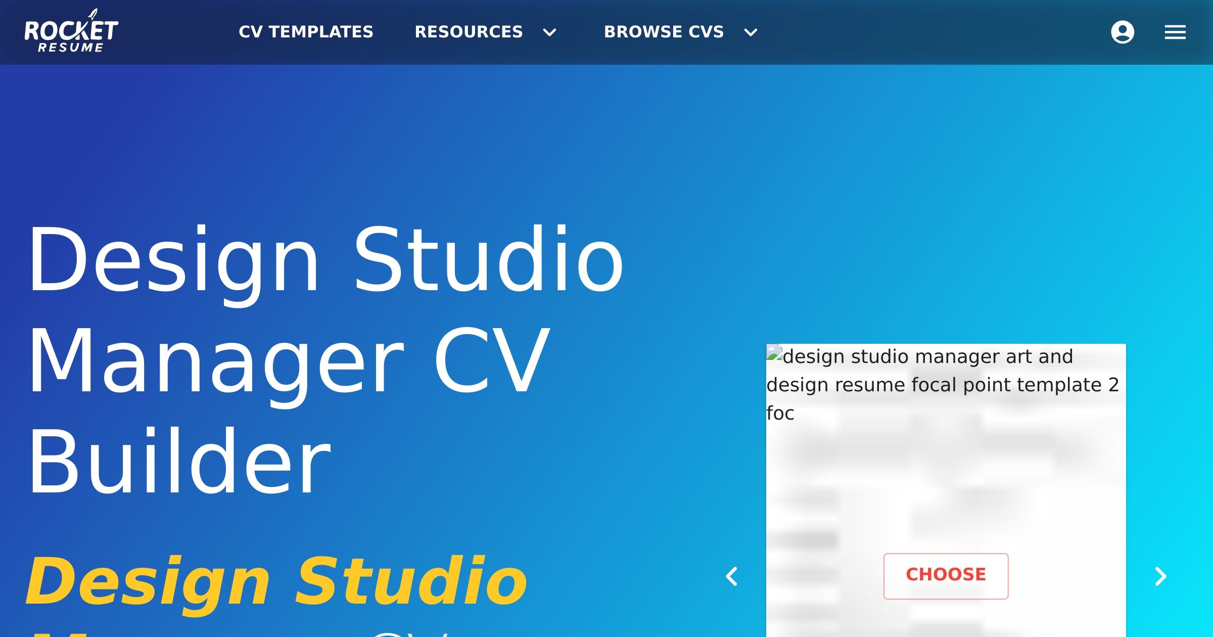 Studio Manager Cv Design Studio Manager CV Builder | Rocket Resume