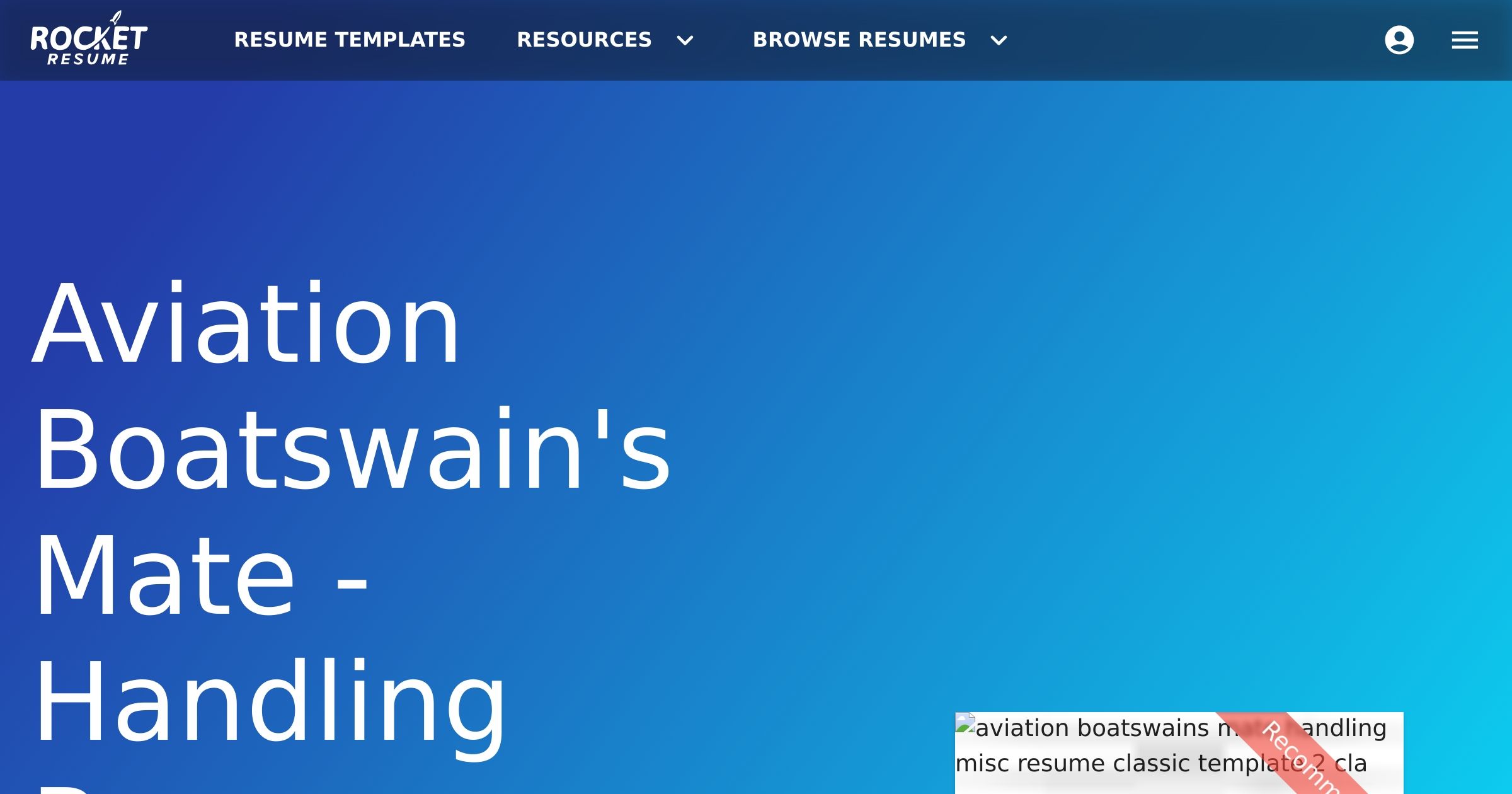 Aviation Boatswain's Mate, Handling Resume Generator Rocket Resume