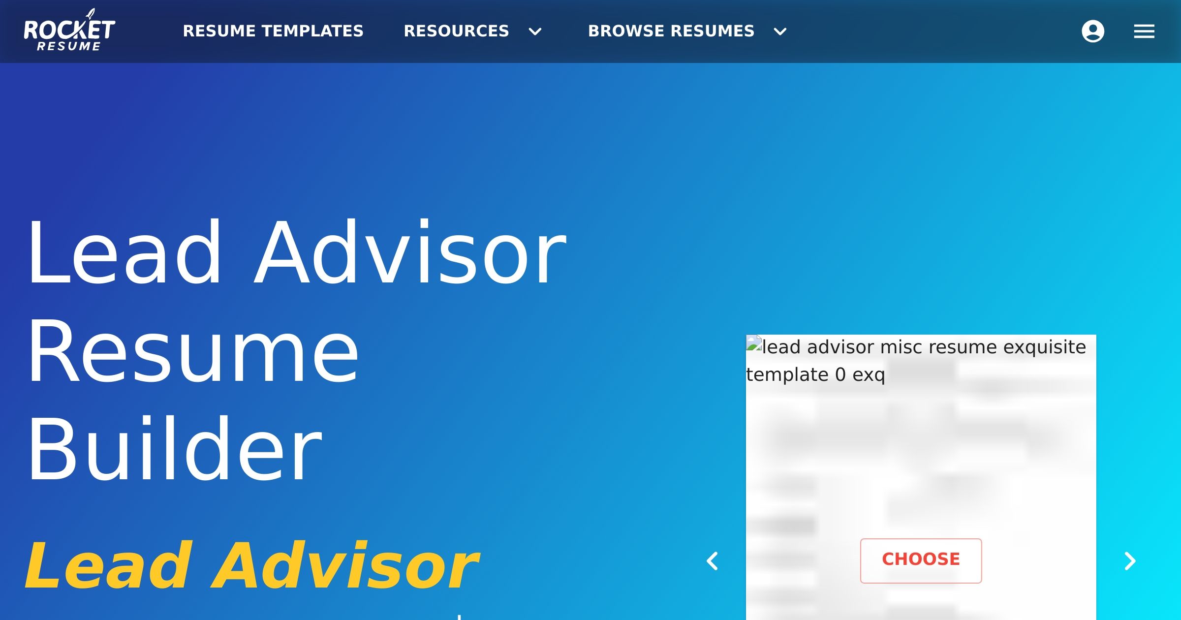Lead Advisor Resume Builder | Rocket Resume