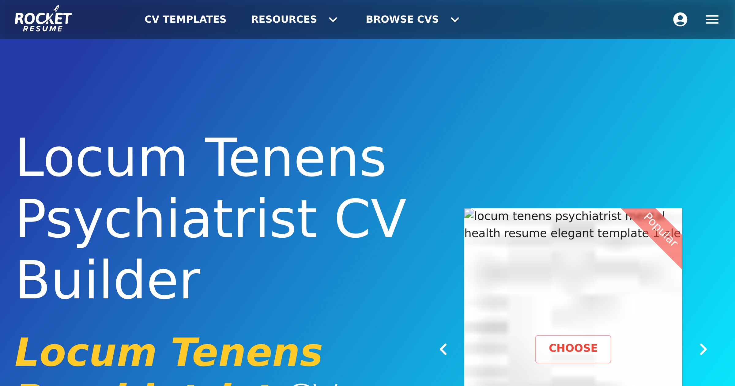 Locum Tenens Psychiatrist CV Builder Rocket Resume