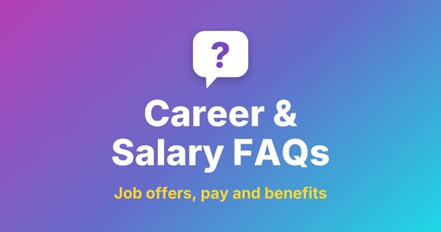 Career & Salary FAQs title under a question-mark speech bubble