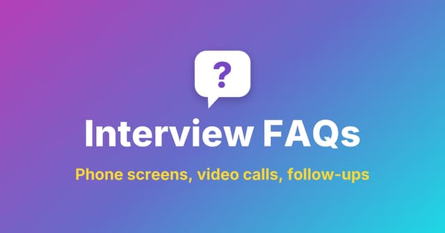 Interview FAQs title under a question-mark speech bubble
