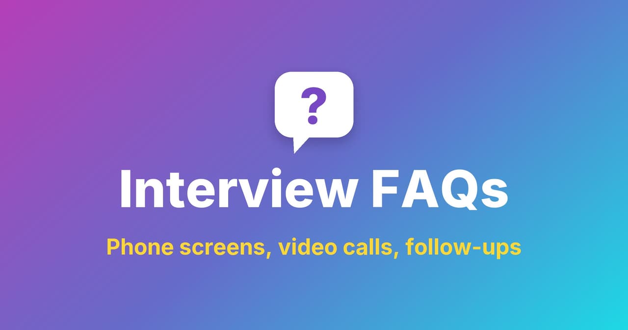 Interview FAQs title under a question-mark speech bubble