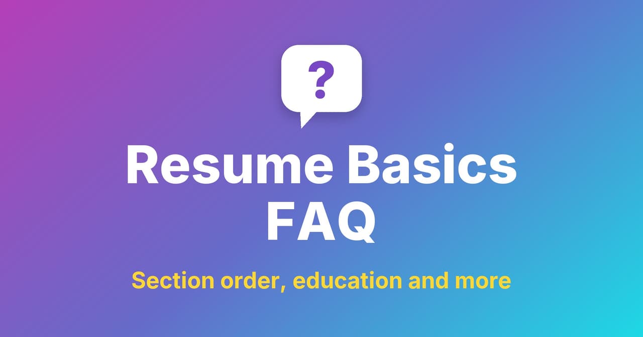 Resume Basics FAQ title under a question-mark speech bubble
