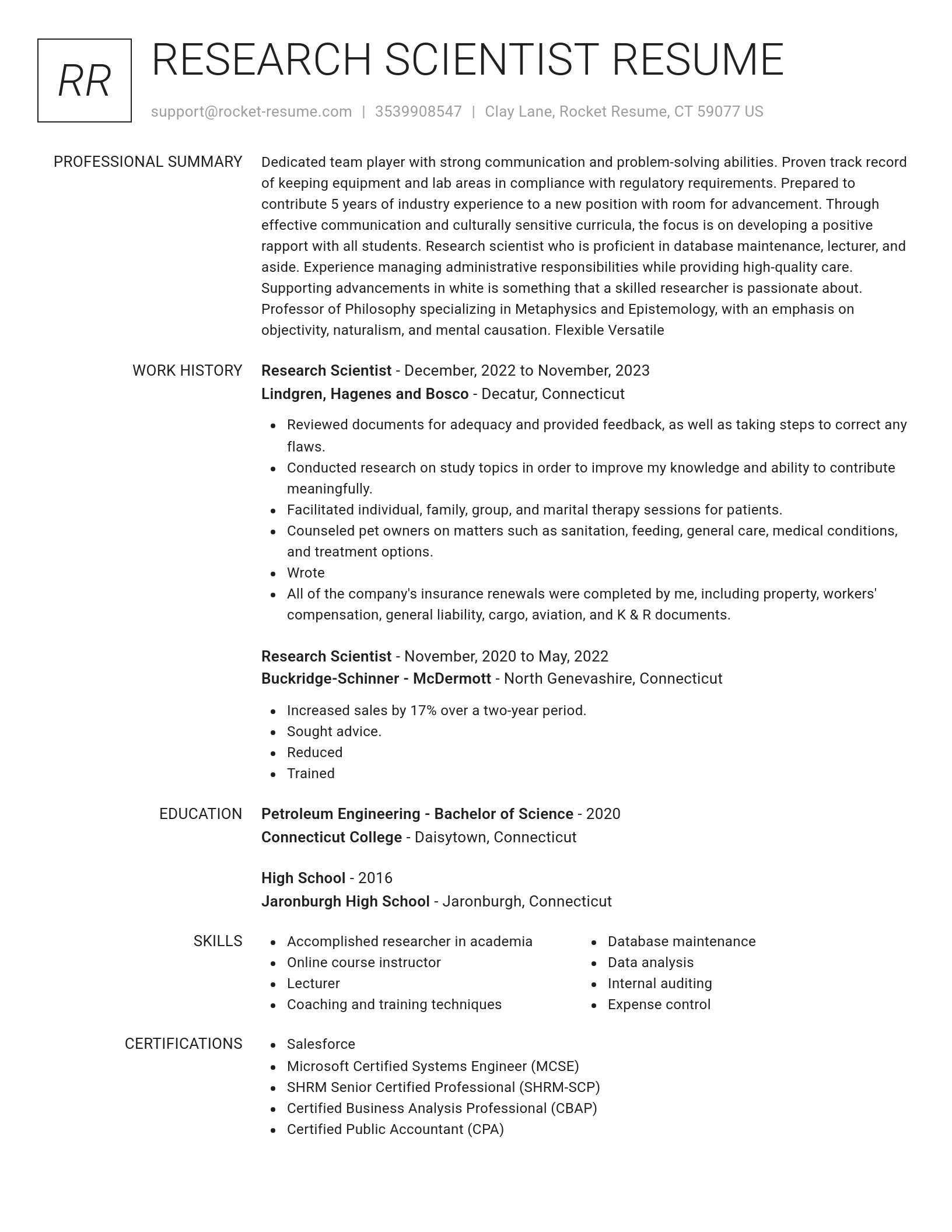 Renowned resume template