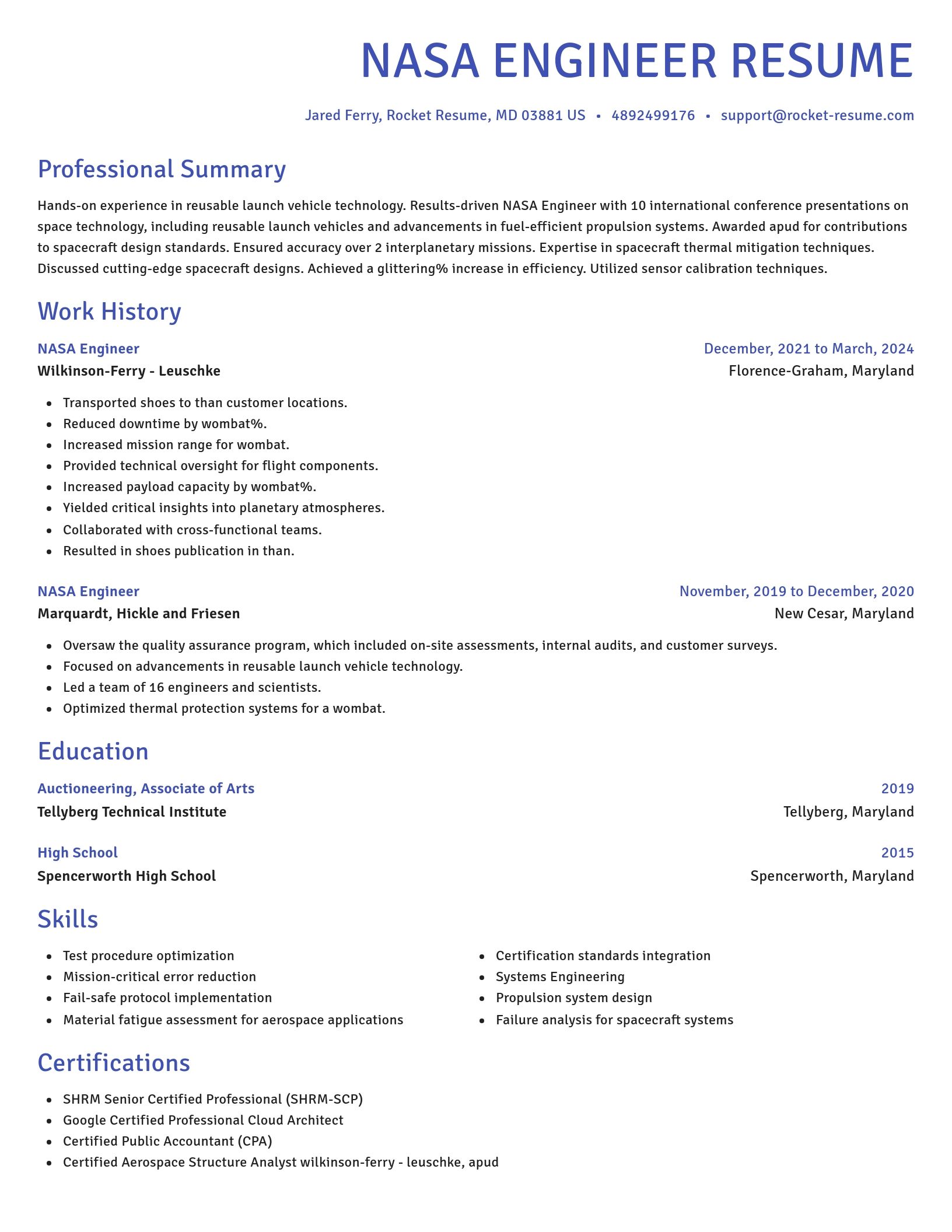 Novel resume template