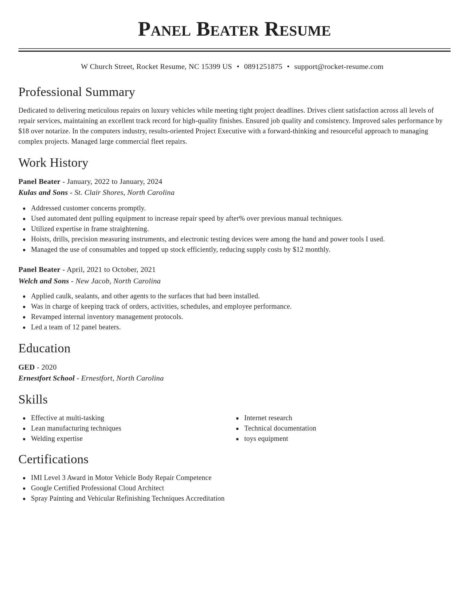 Classic resume template