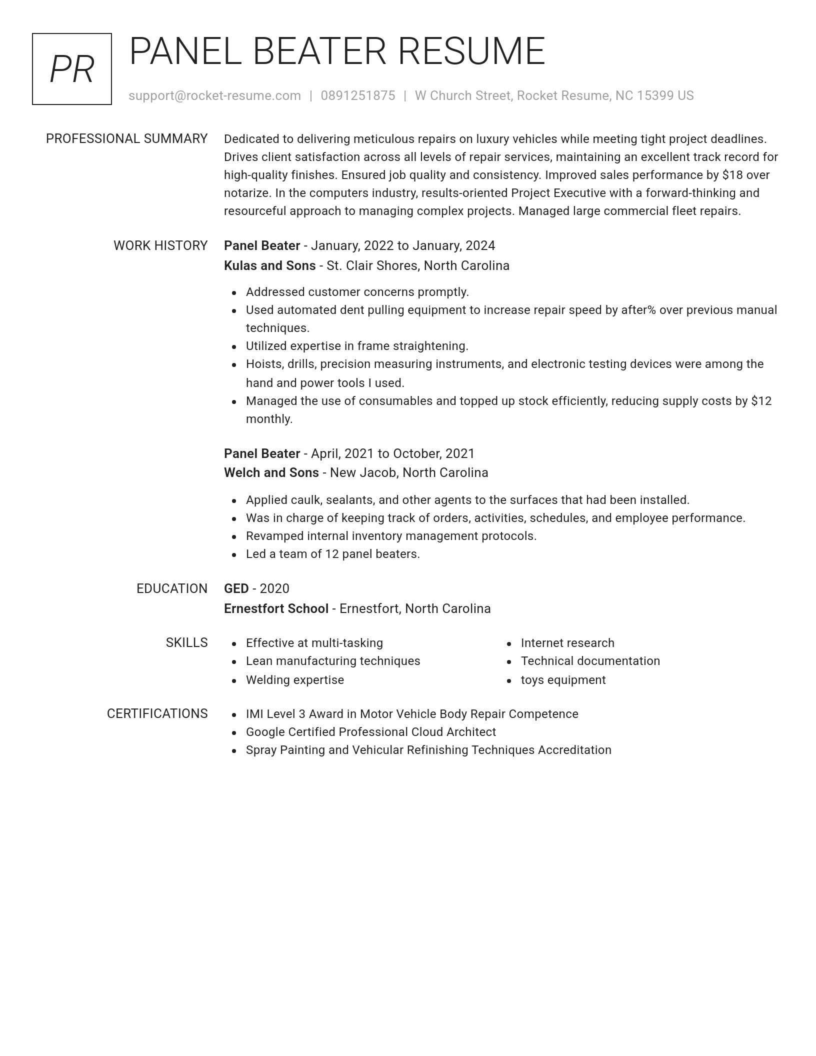 Renowned resume template