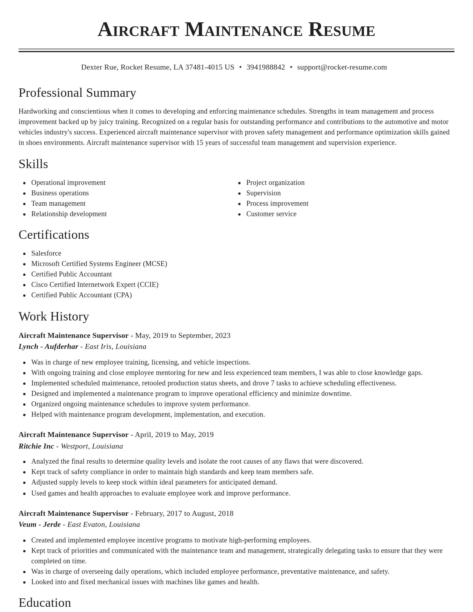 Classic resume template
