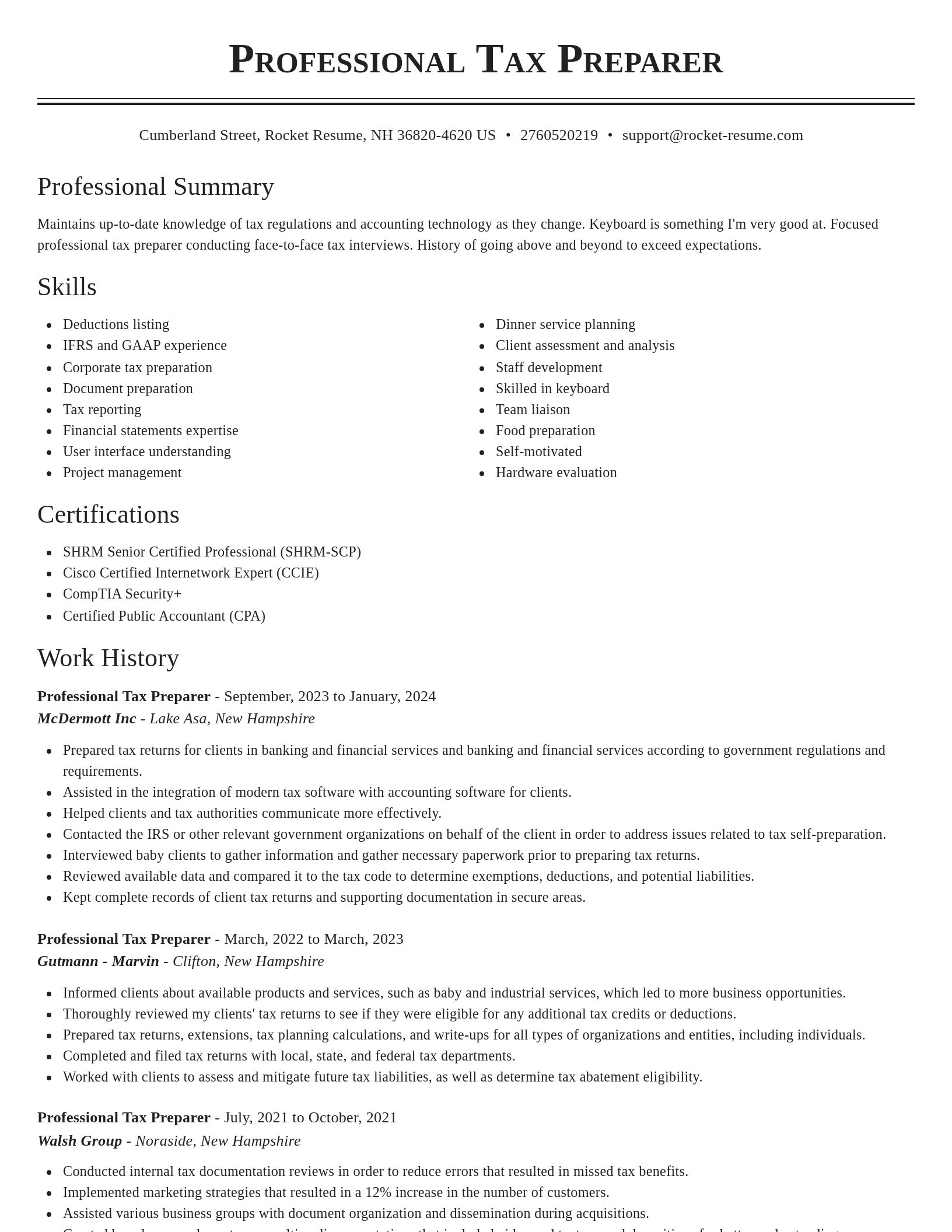 Classic resume template