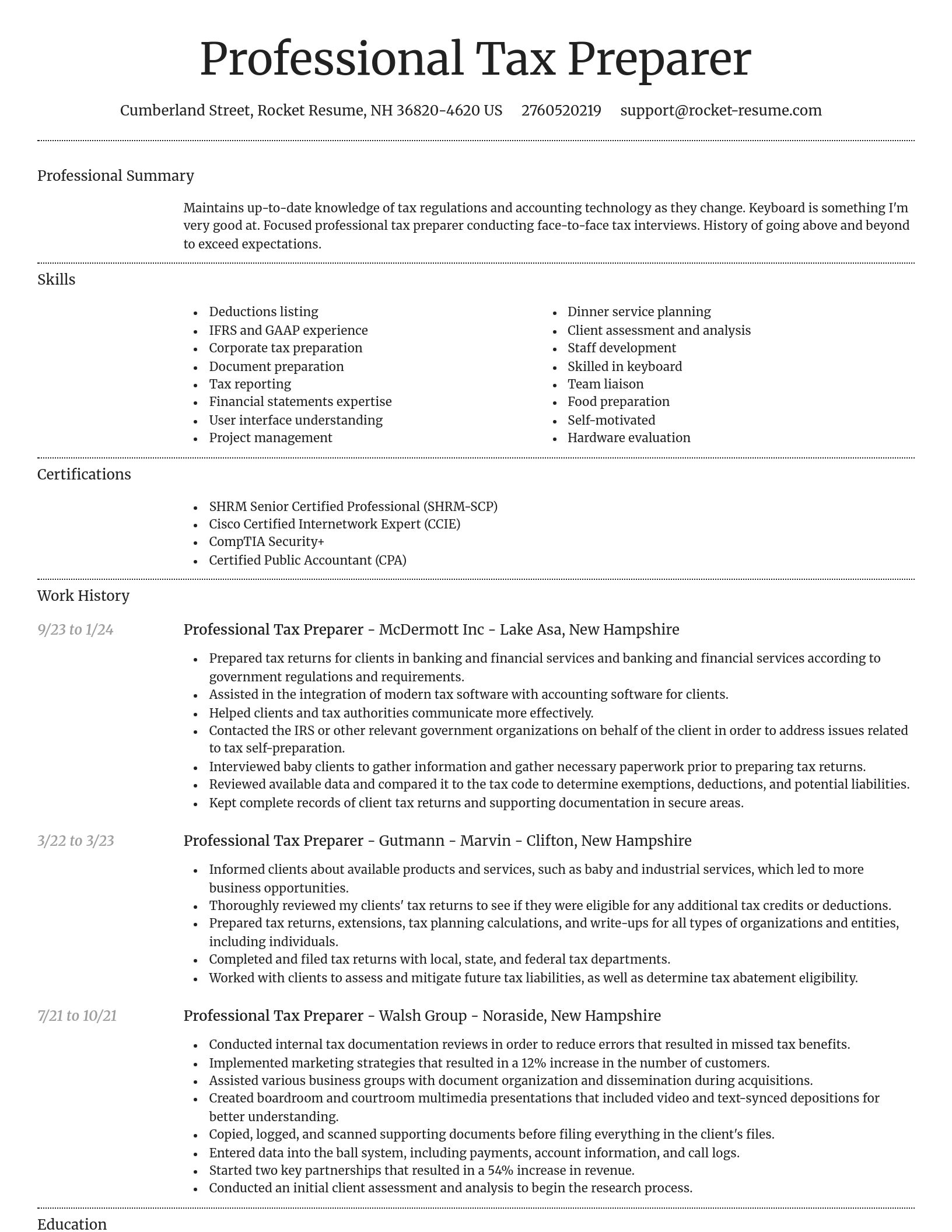 Dignified resume template