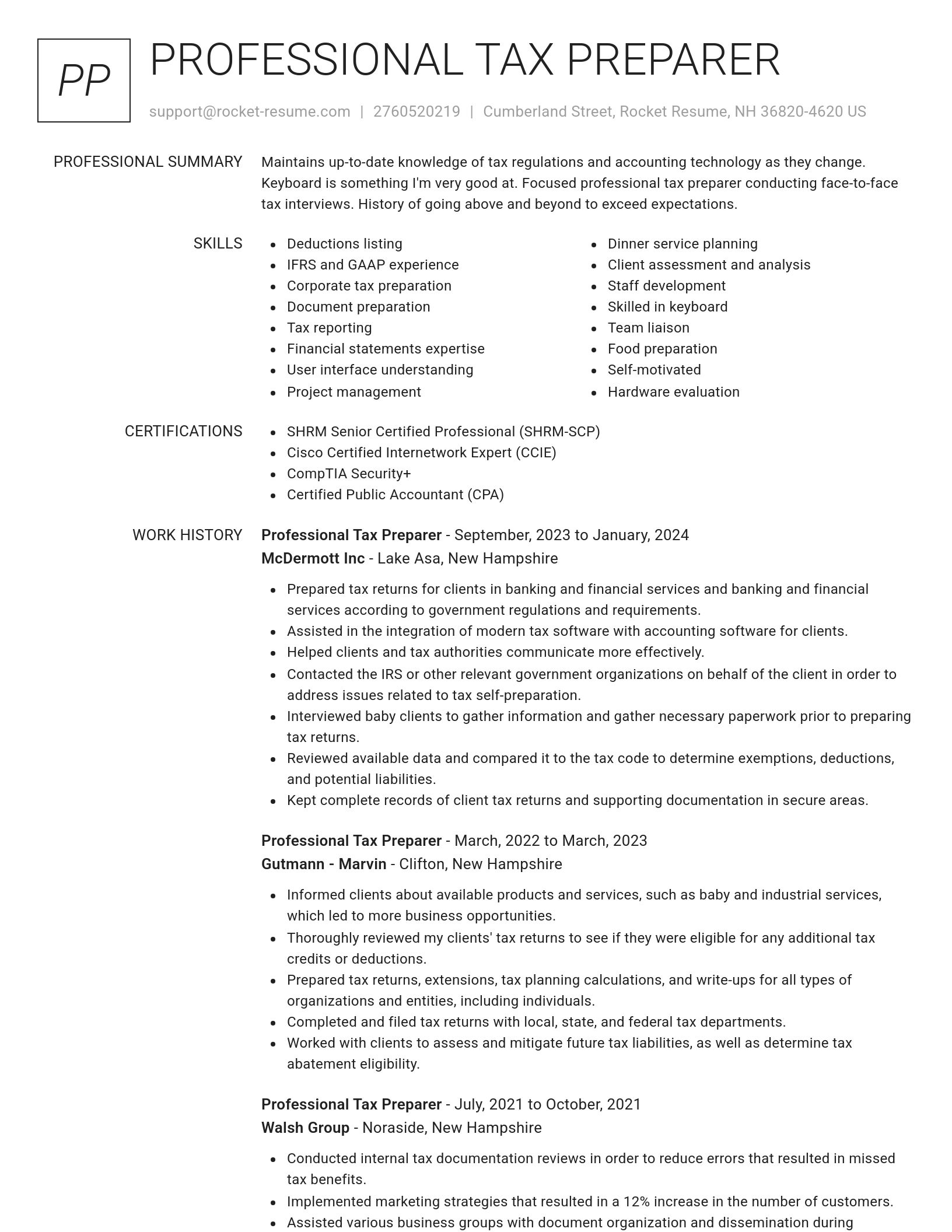 Renowned resume template