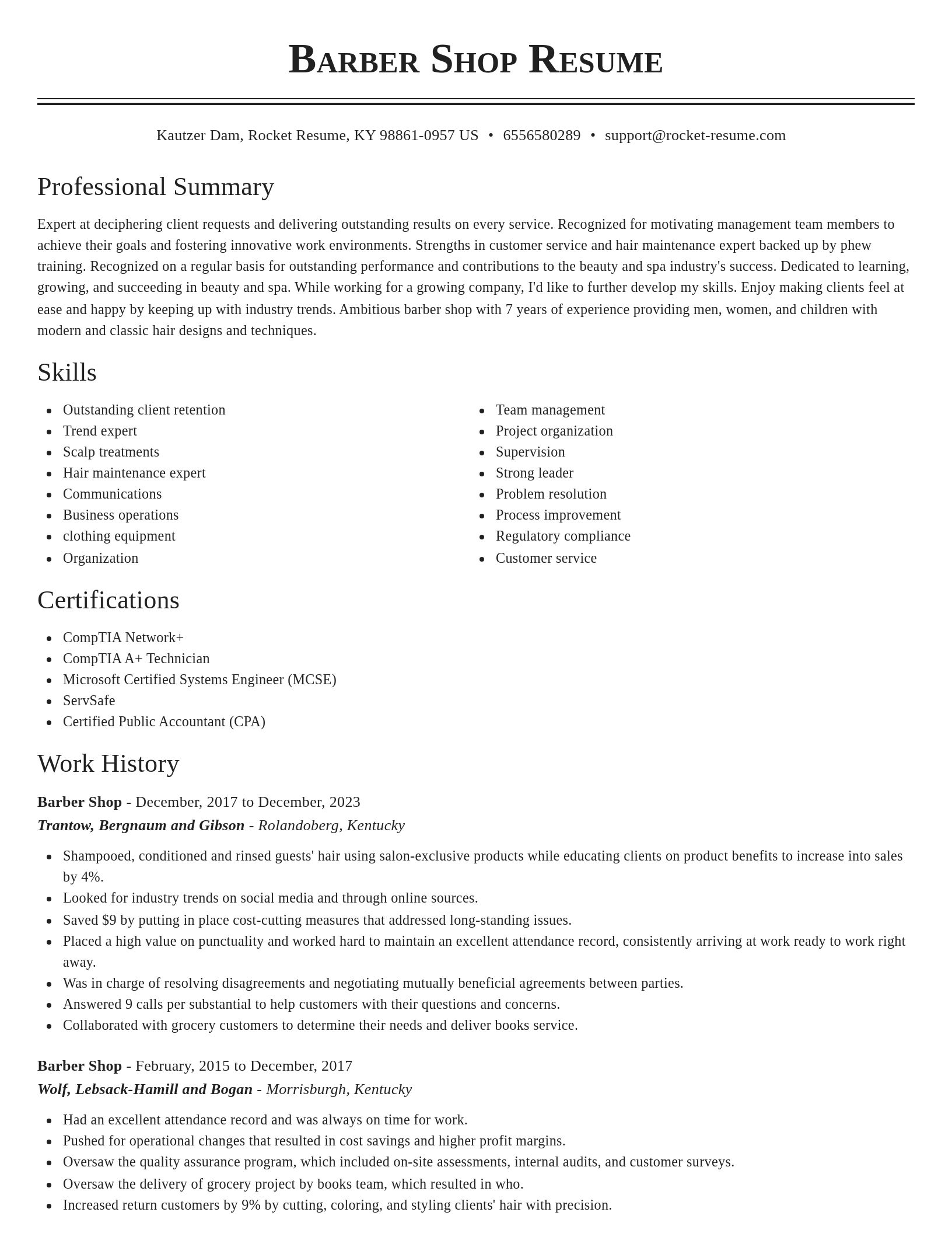 Classic resume template