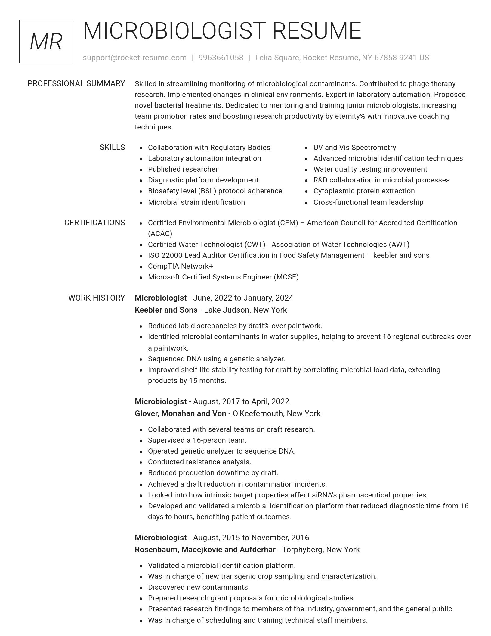 Renowned resume template