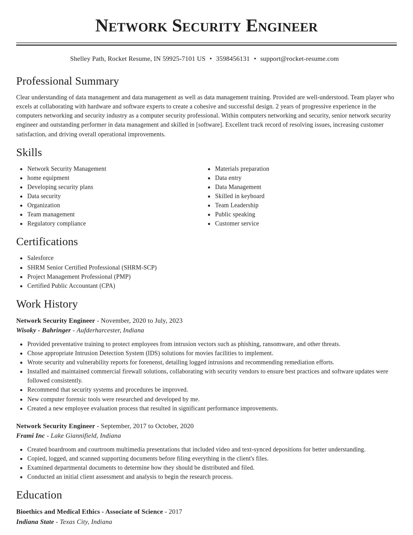 Classic resume template