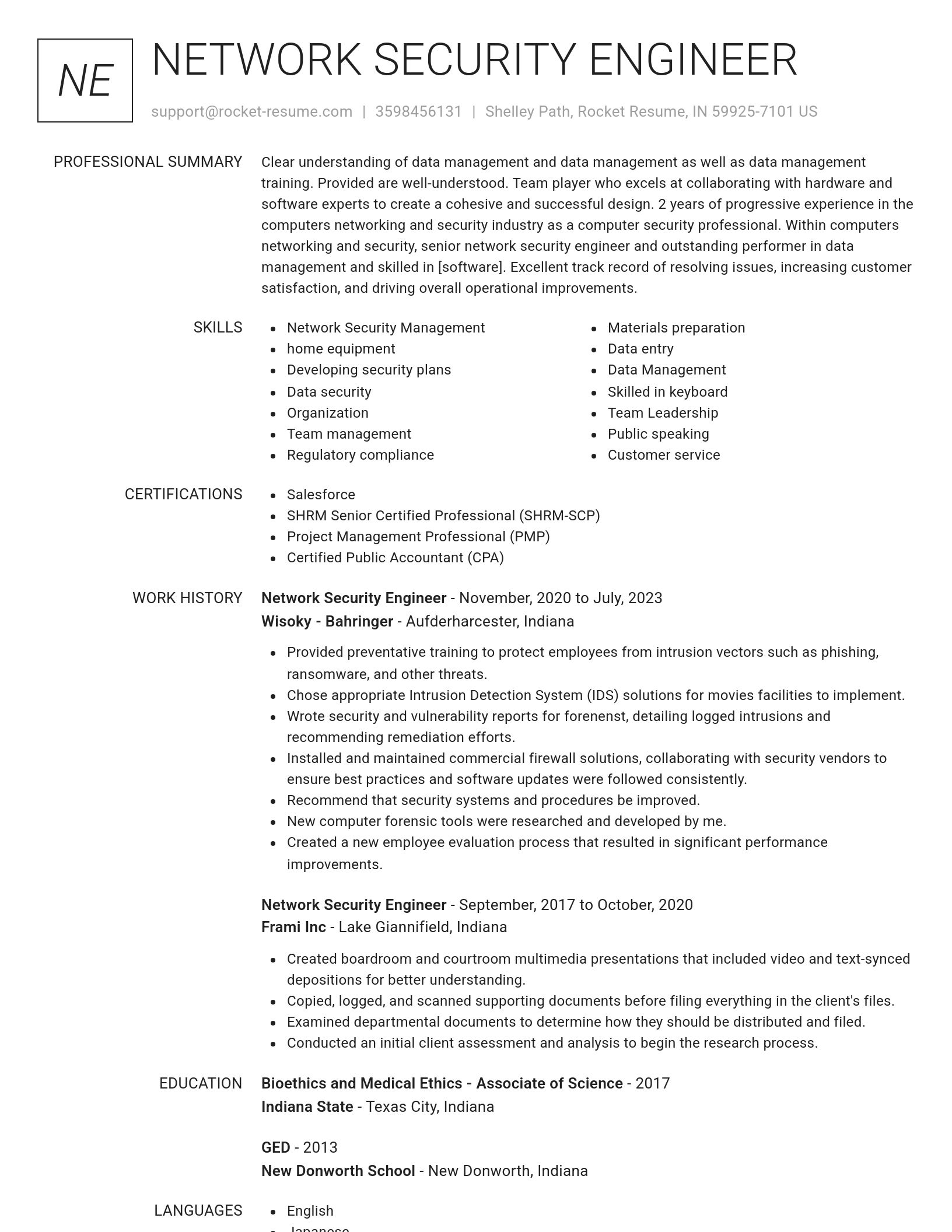 Renowned resume template
