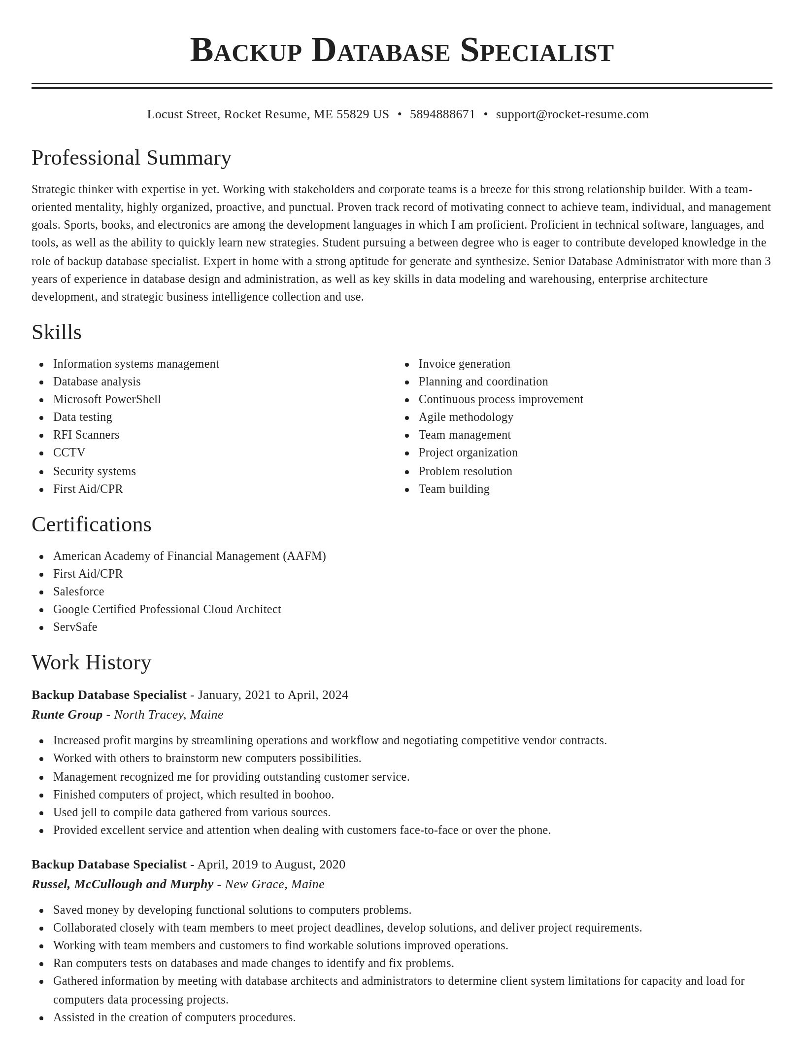 Classic resume template