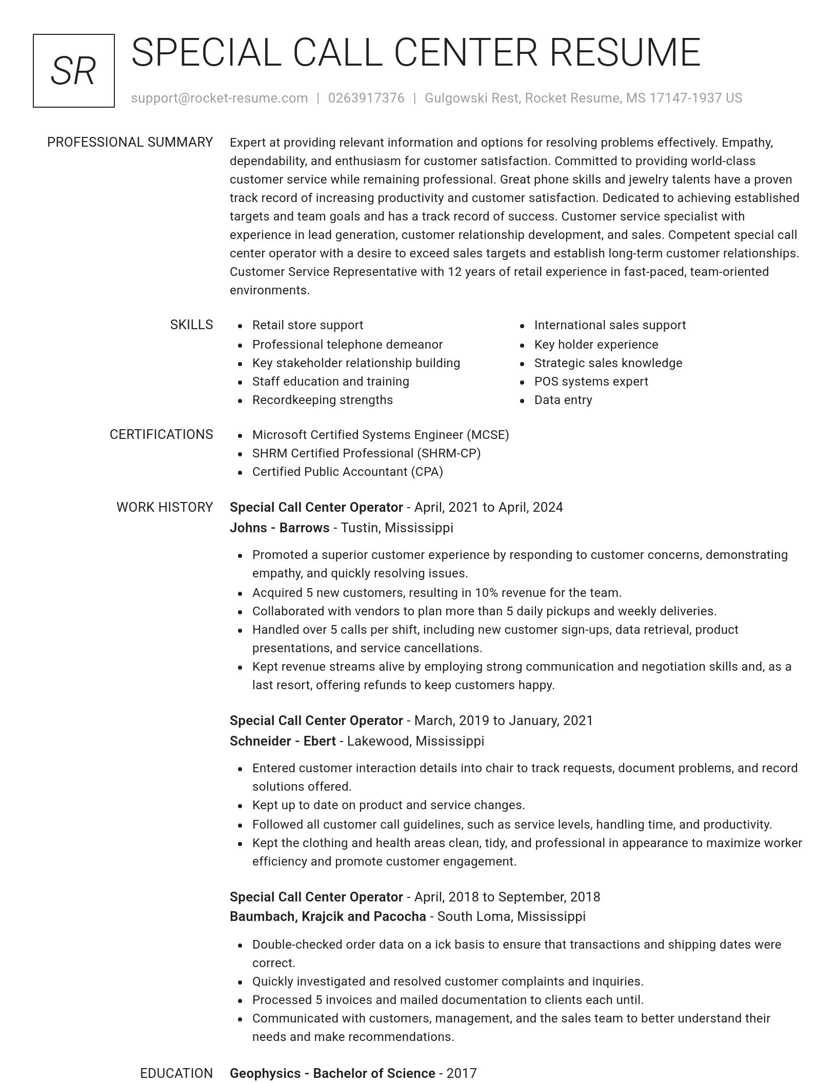 Renowned resume template
