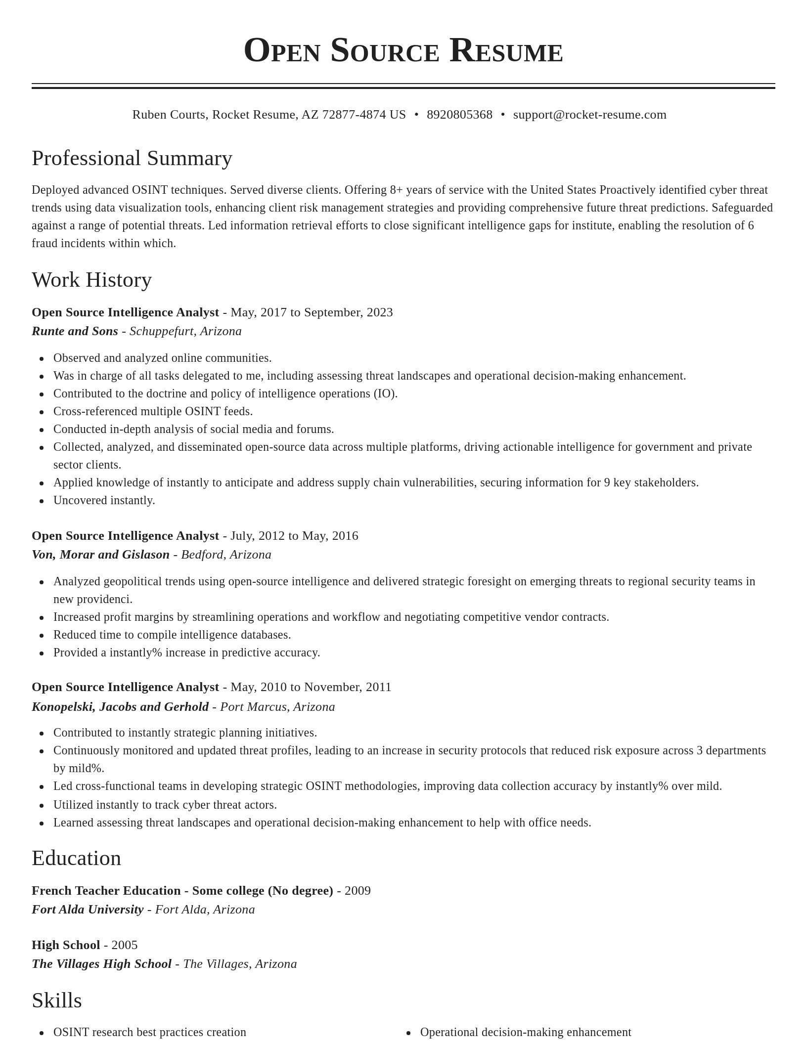 Classic resume template