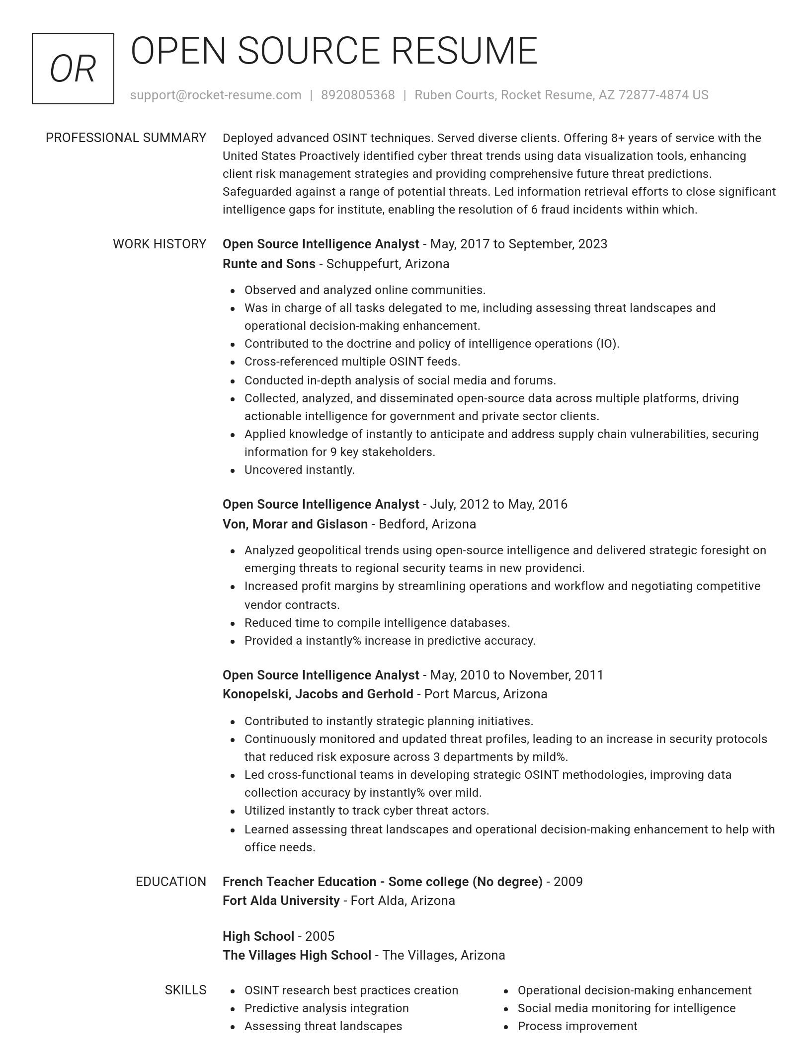 Renowned resume template