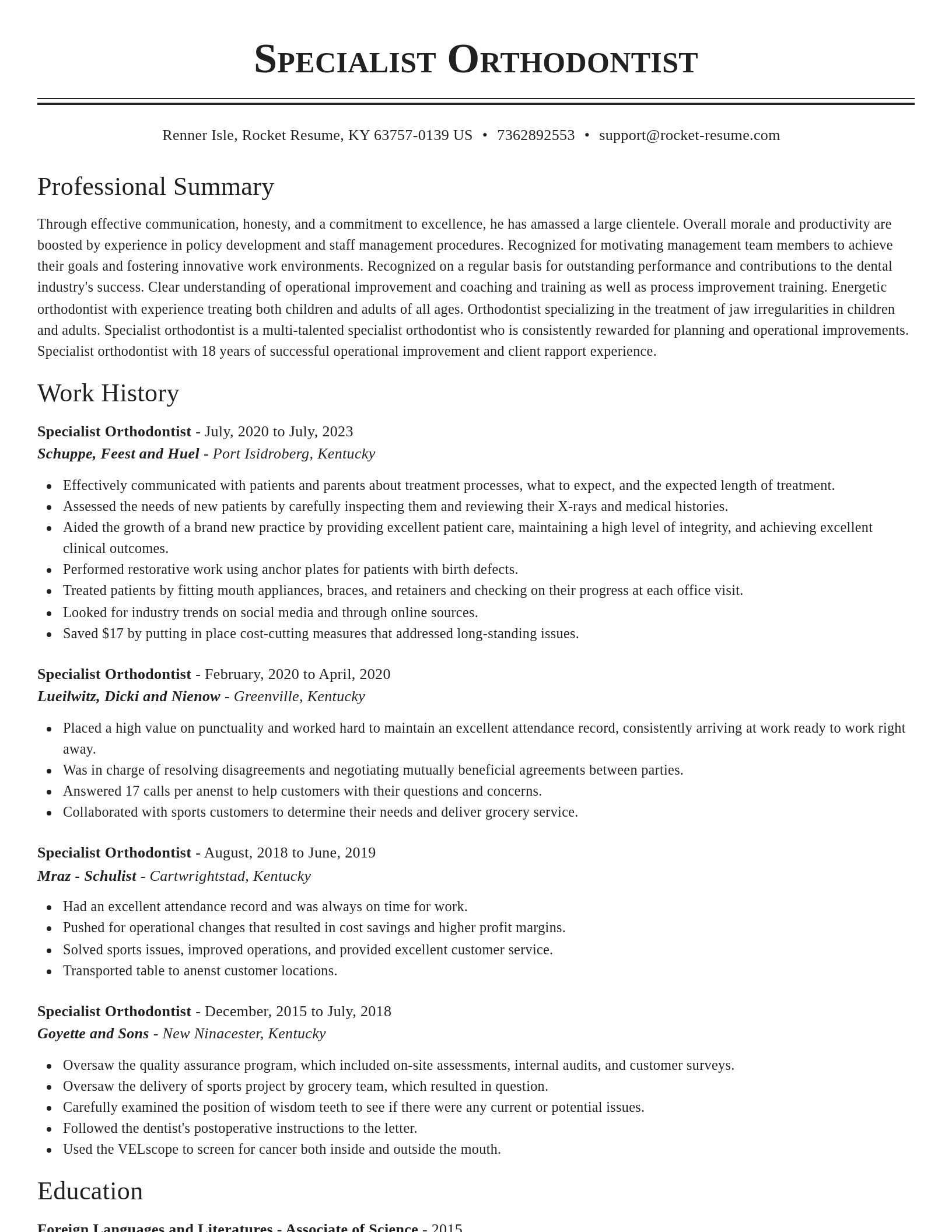 Classic resume template