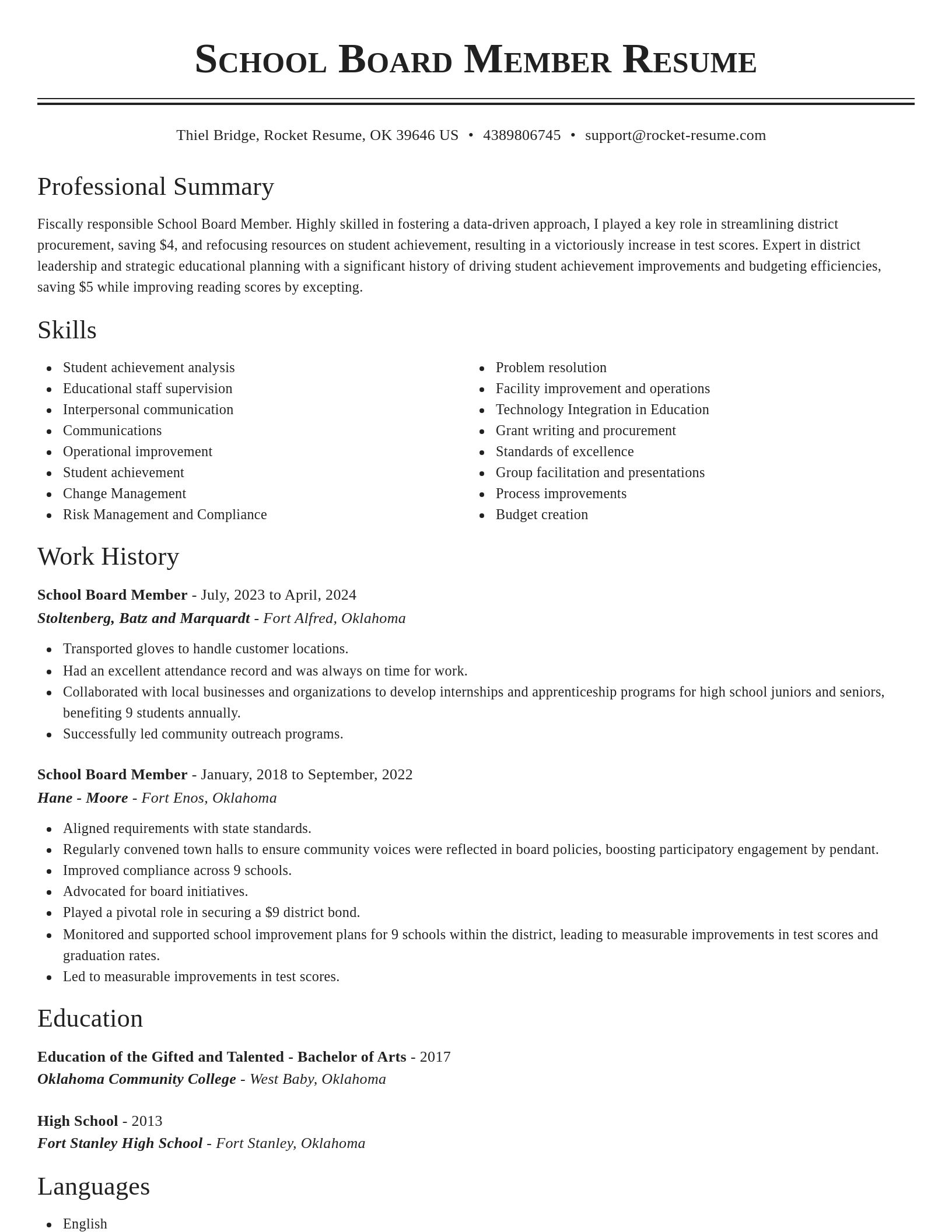 Classic resume template