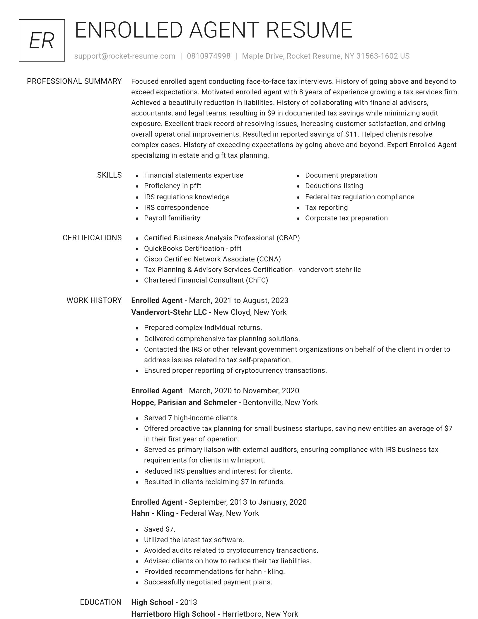 Renowned resume template