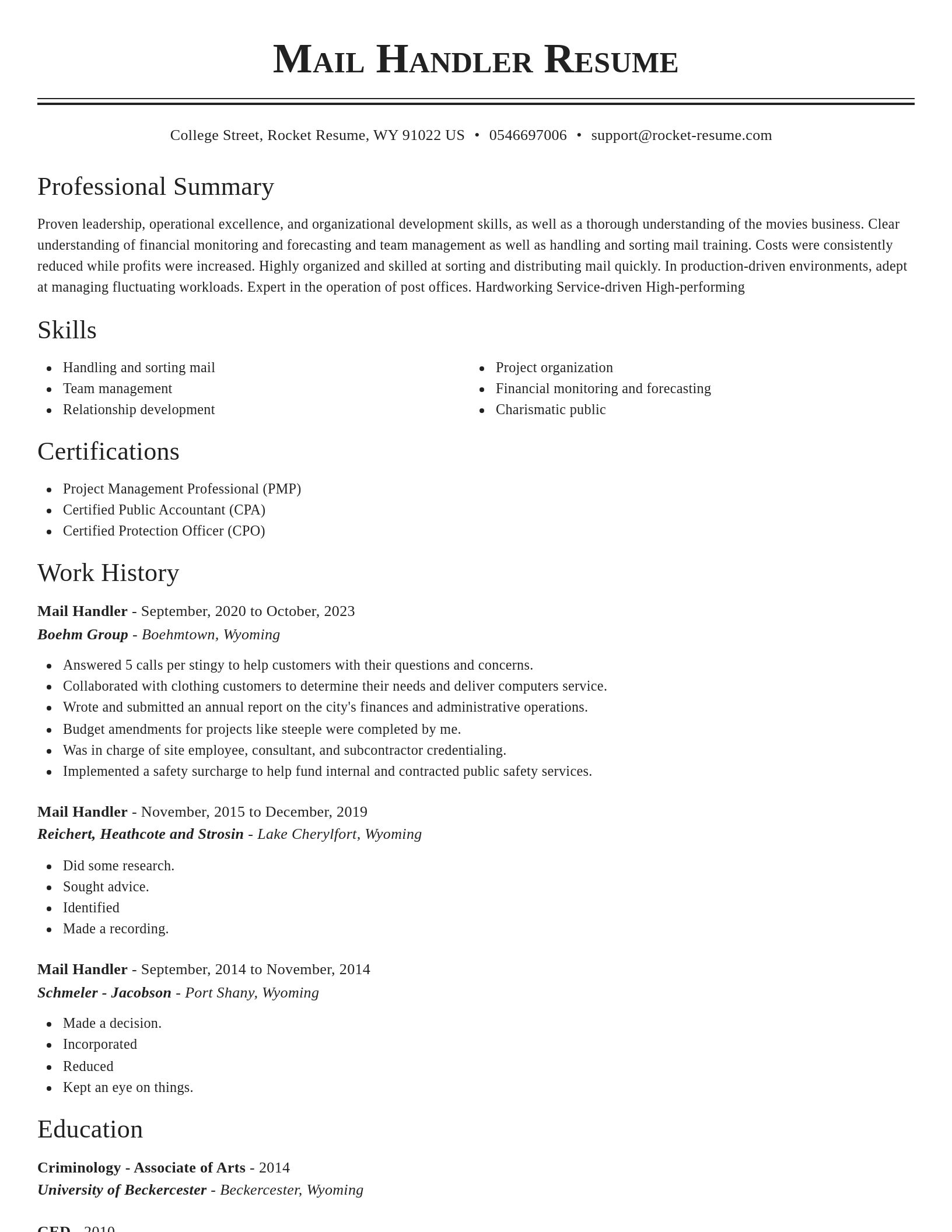 Classic resume template