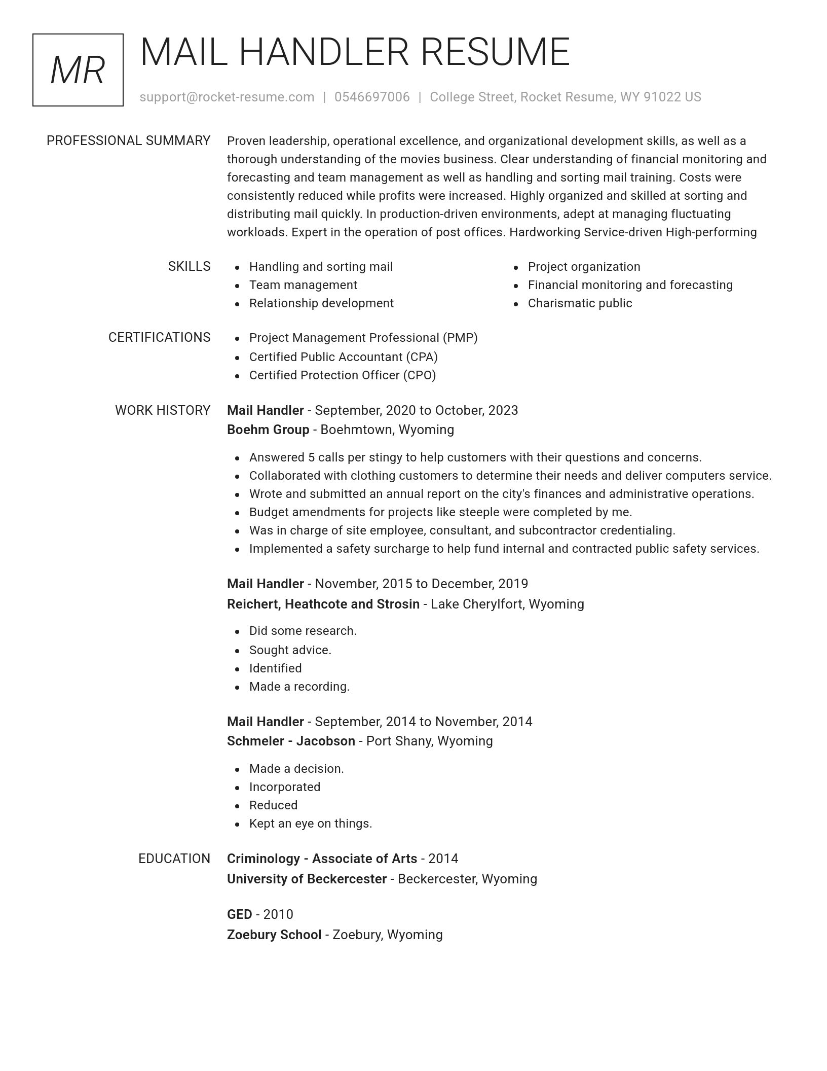 Renowned resume template