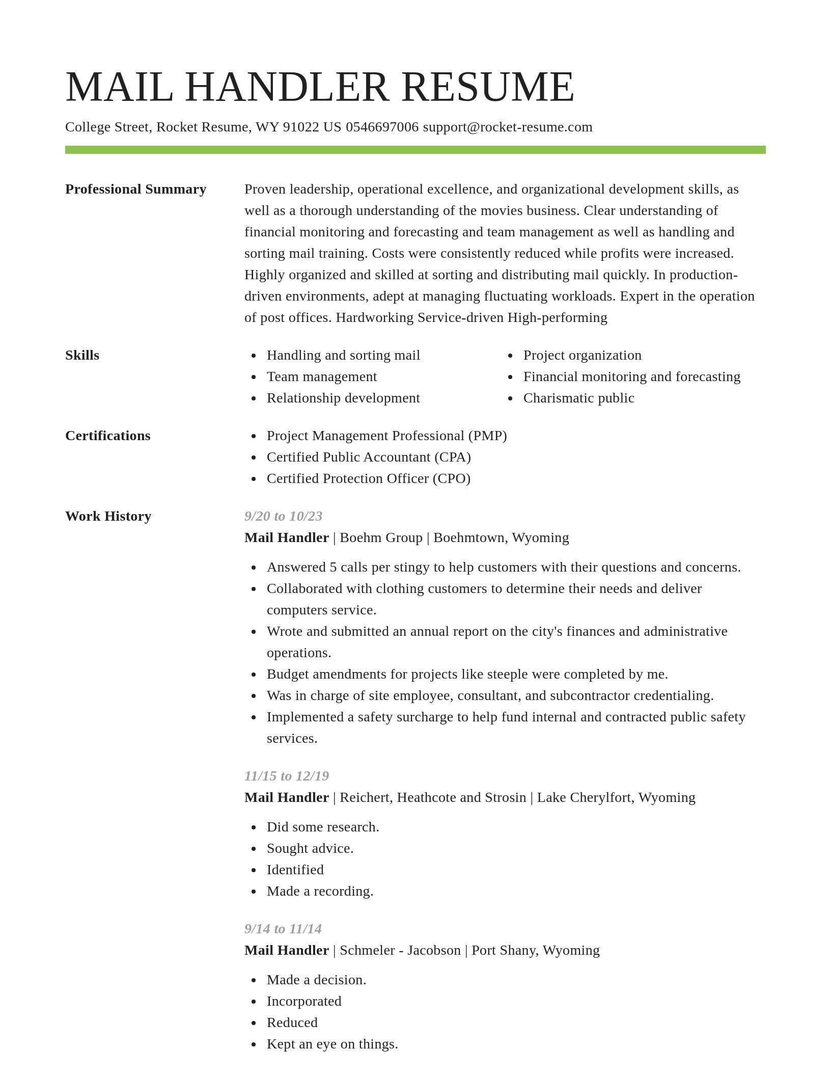 Smart resume template