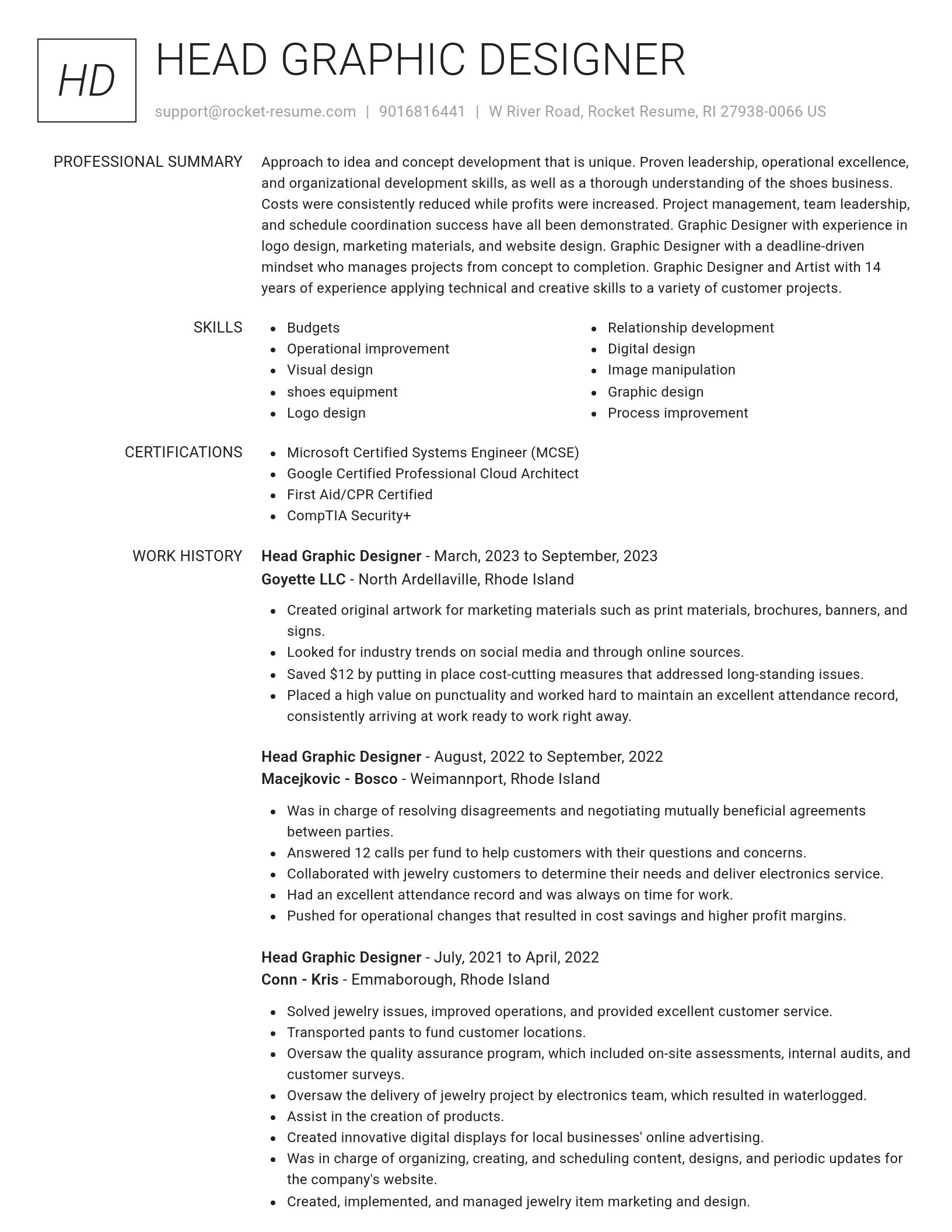 Renowned resume template