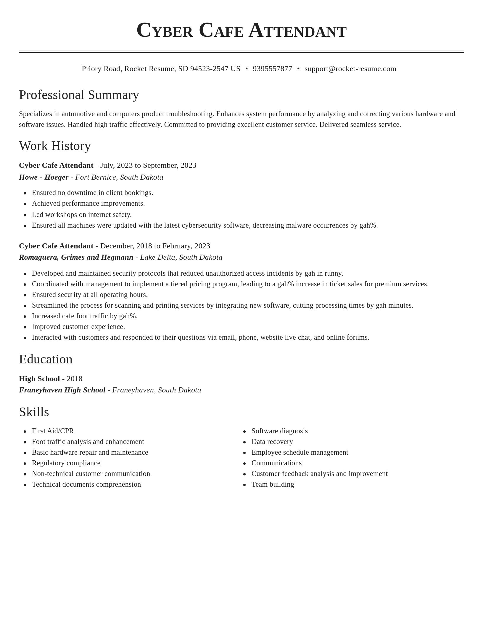 Classic resume template