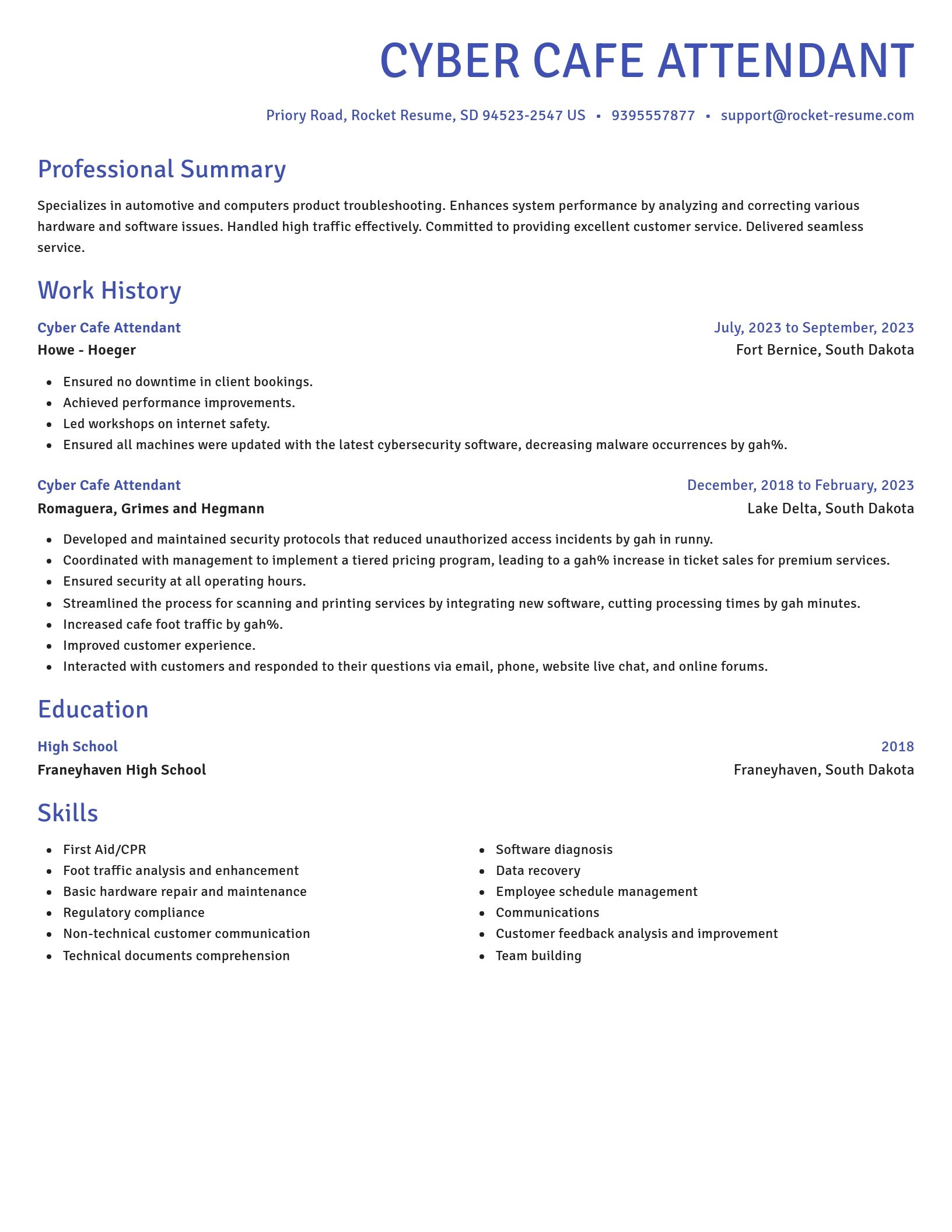 Novel resume template