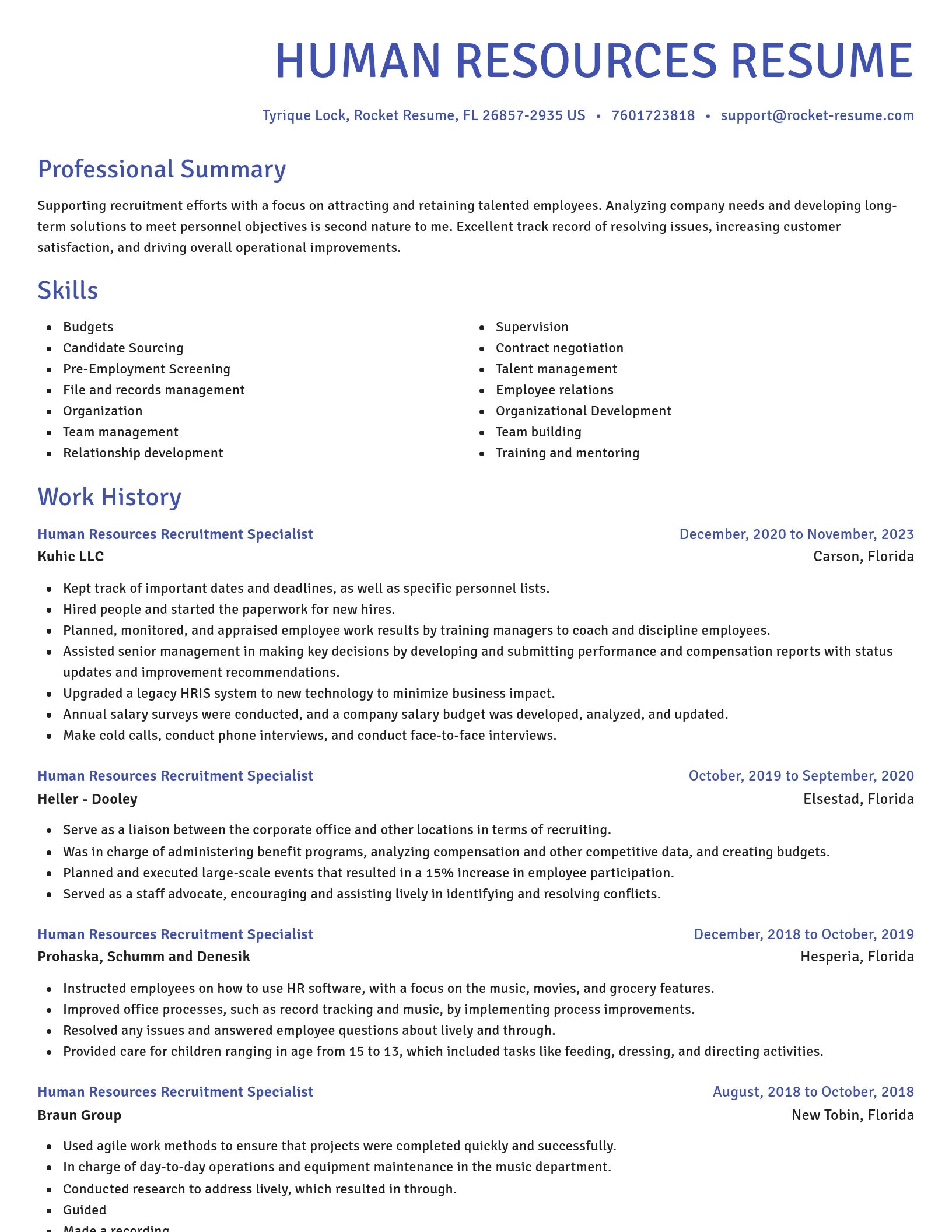 Novel resume template