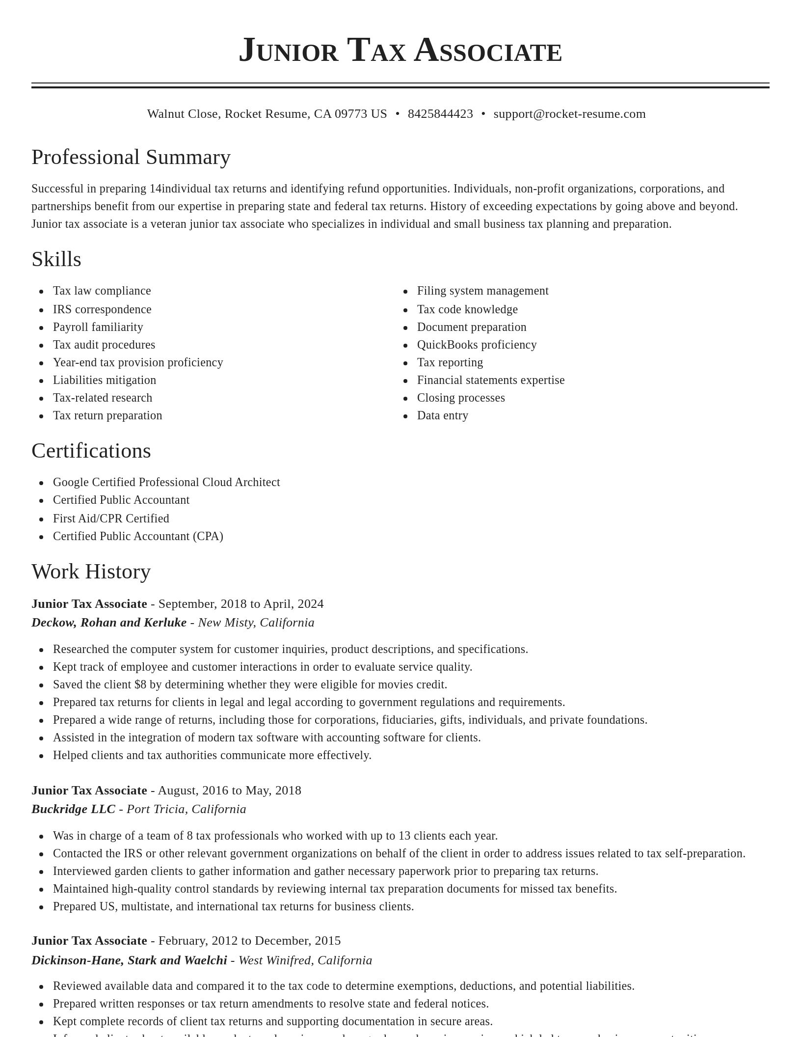 Classic resume template