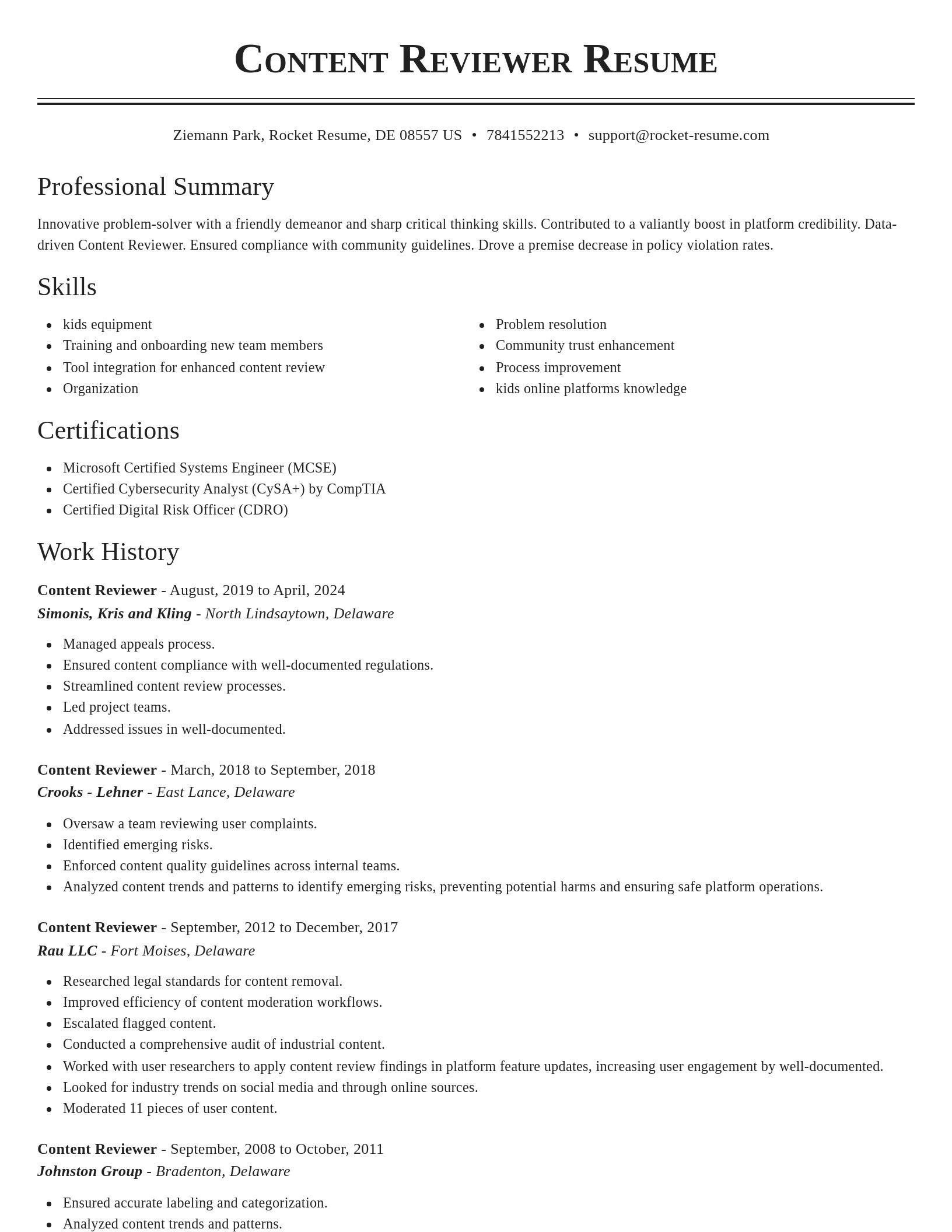 Classic resume template