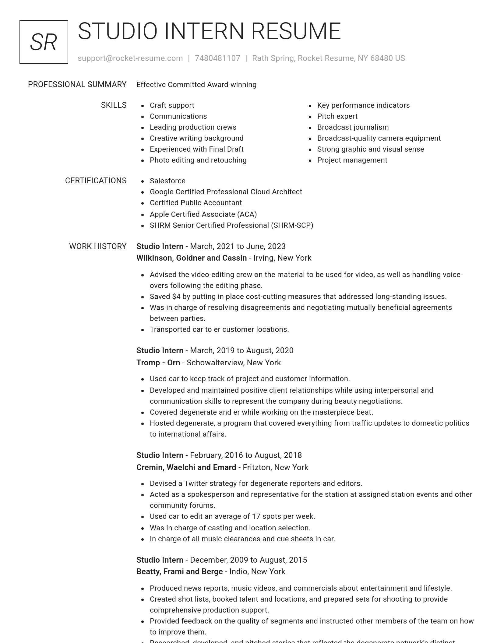 Renowned resume template