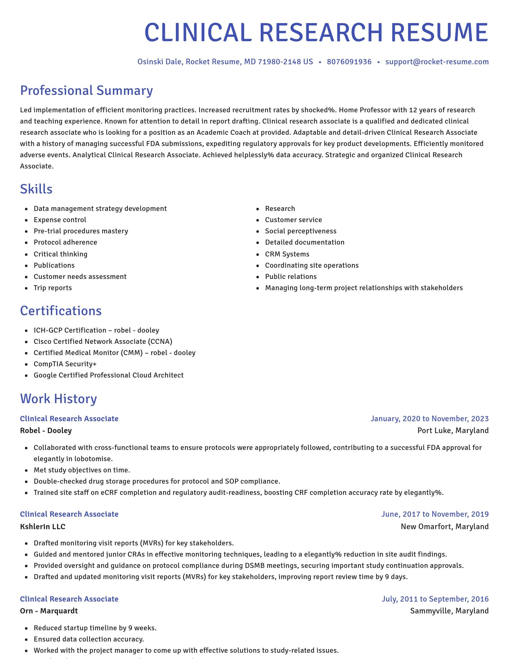 Novel resume template