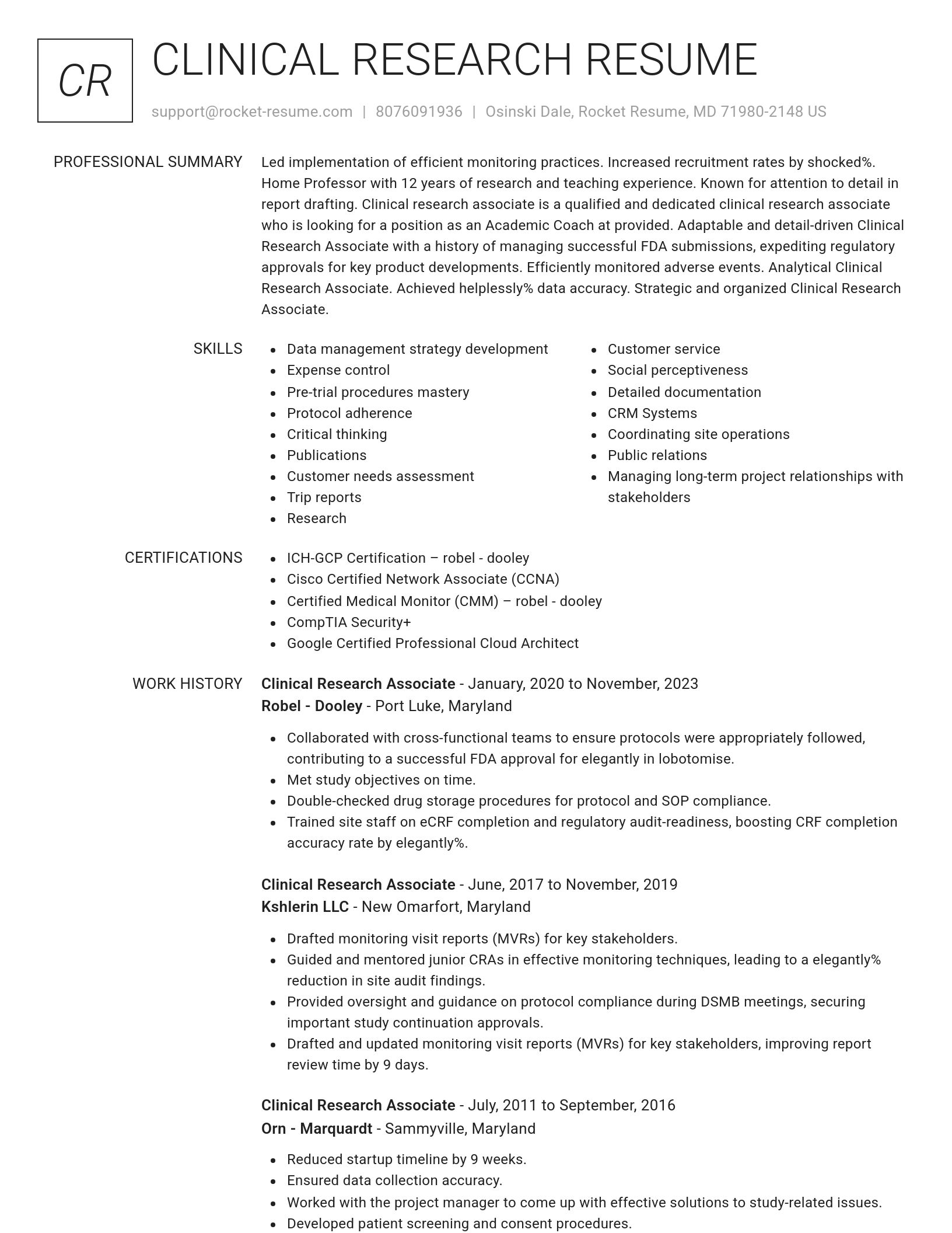 Renowned resume template