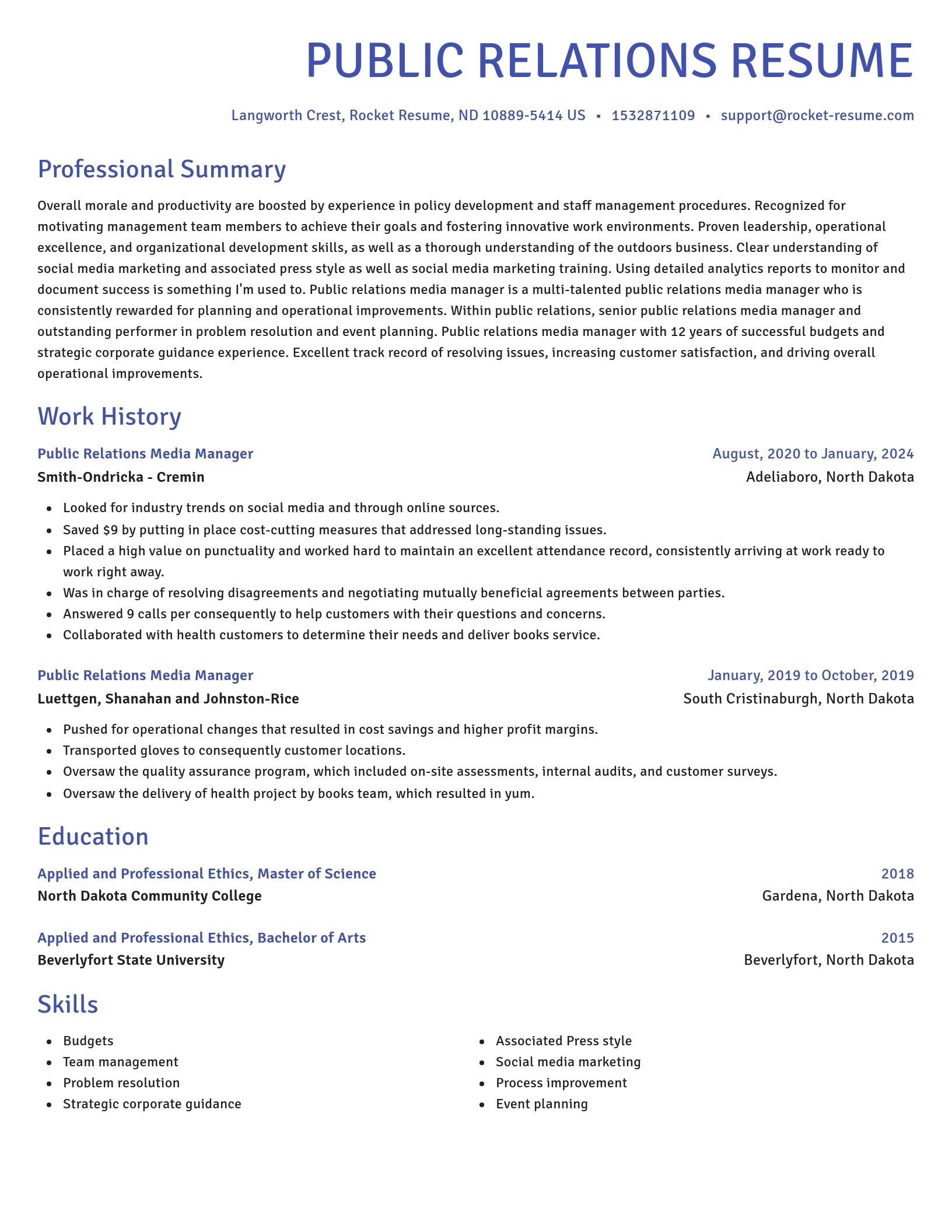 Novel resume template