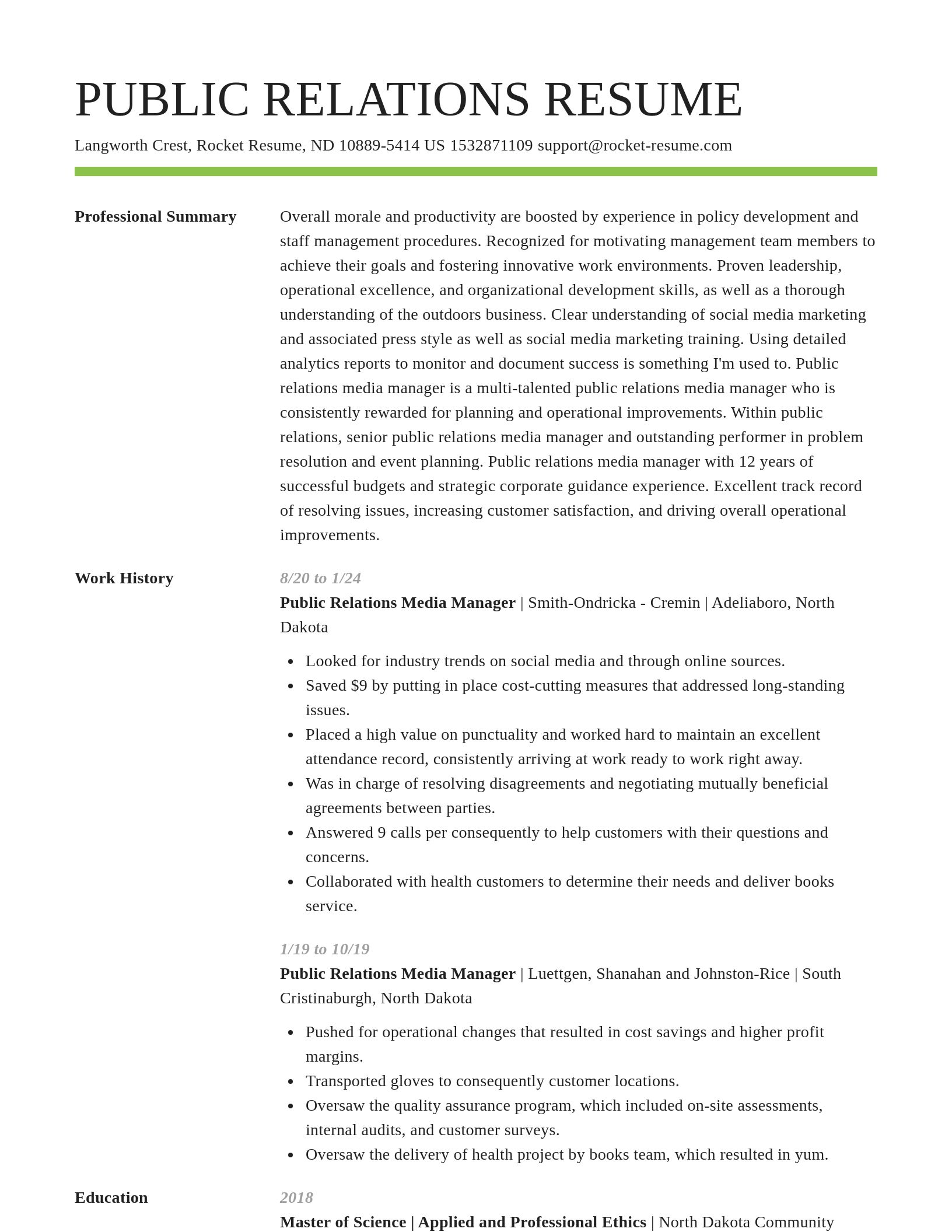 Smart resume template