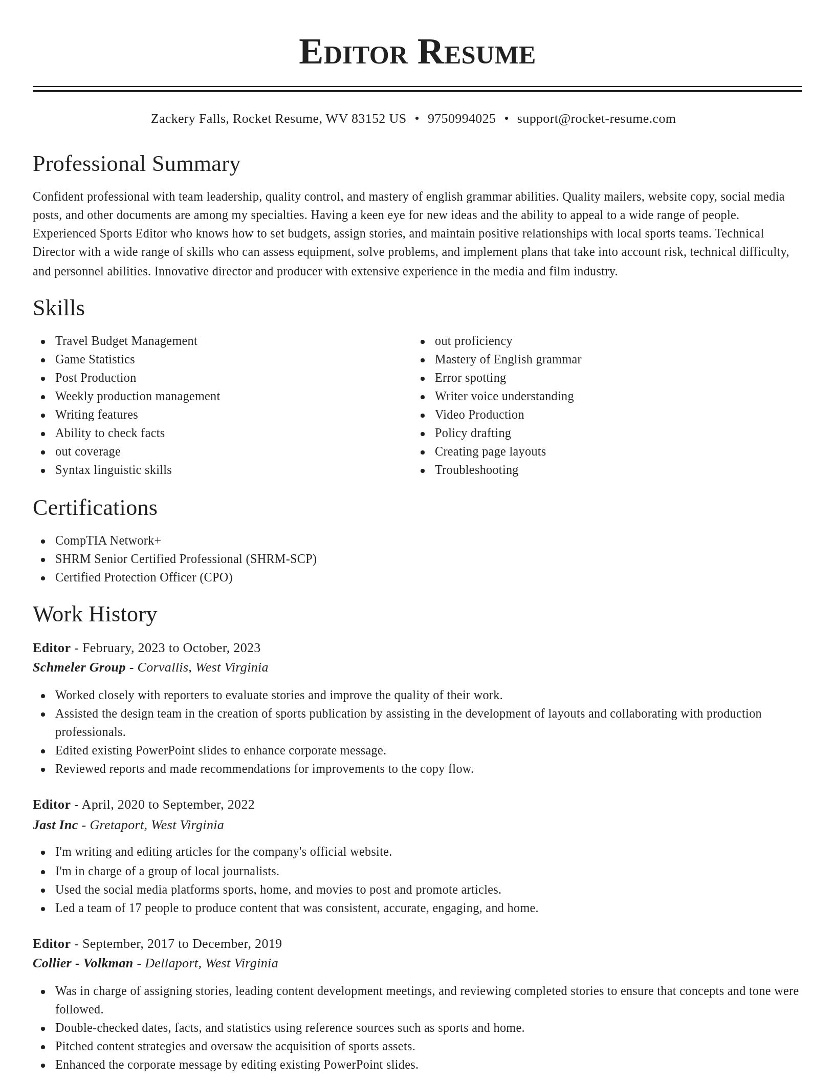 Classic resume template