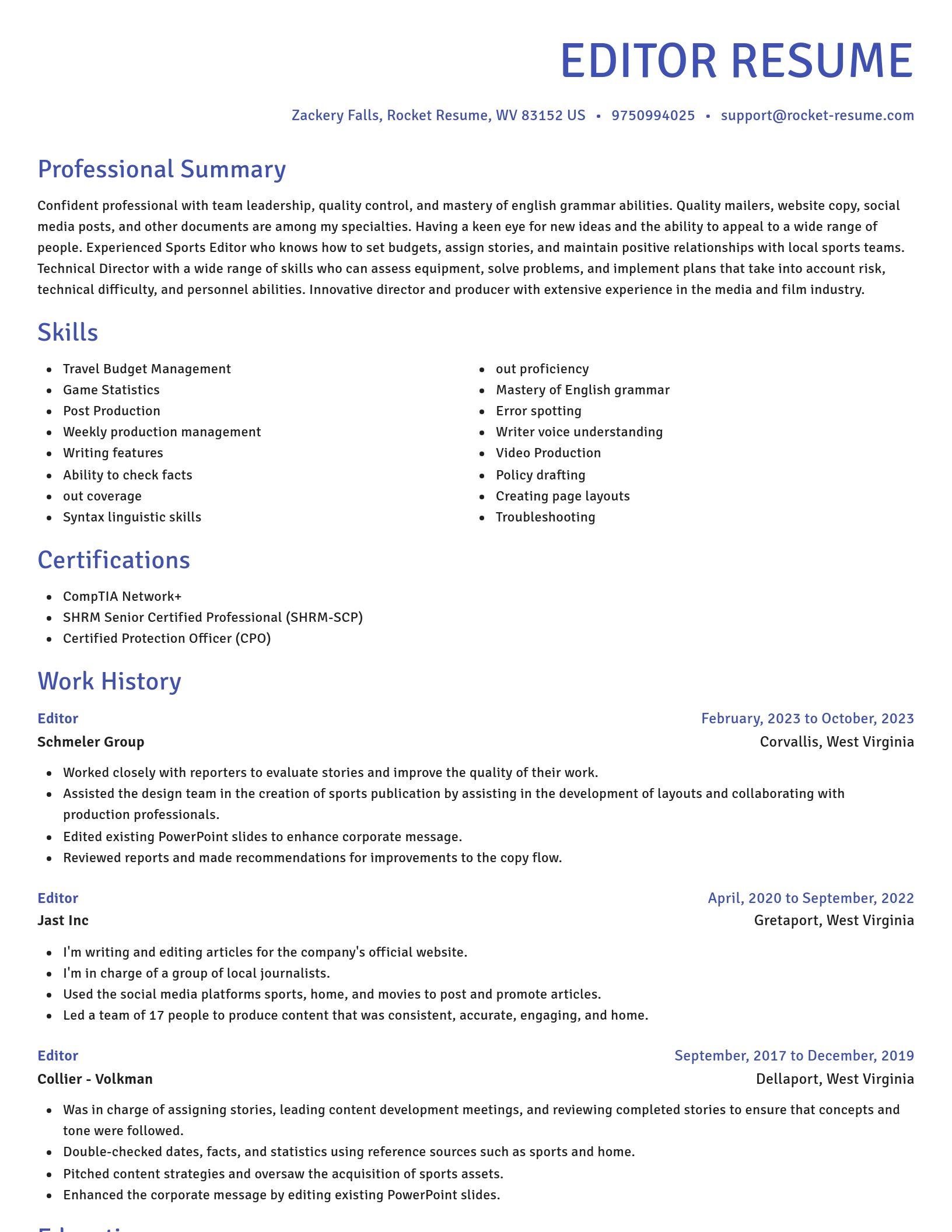 Novel resume template