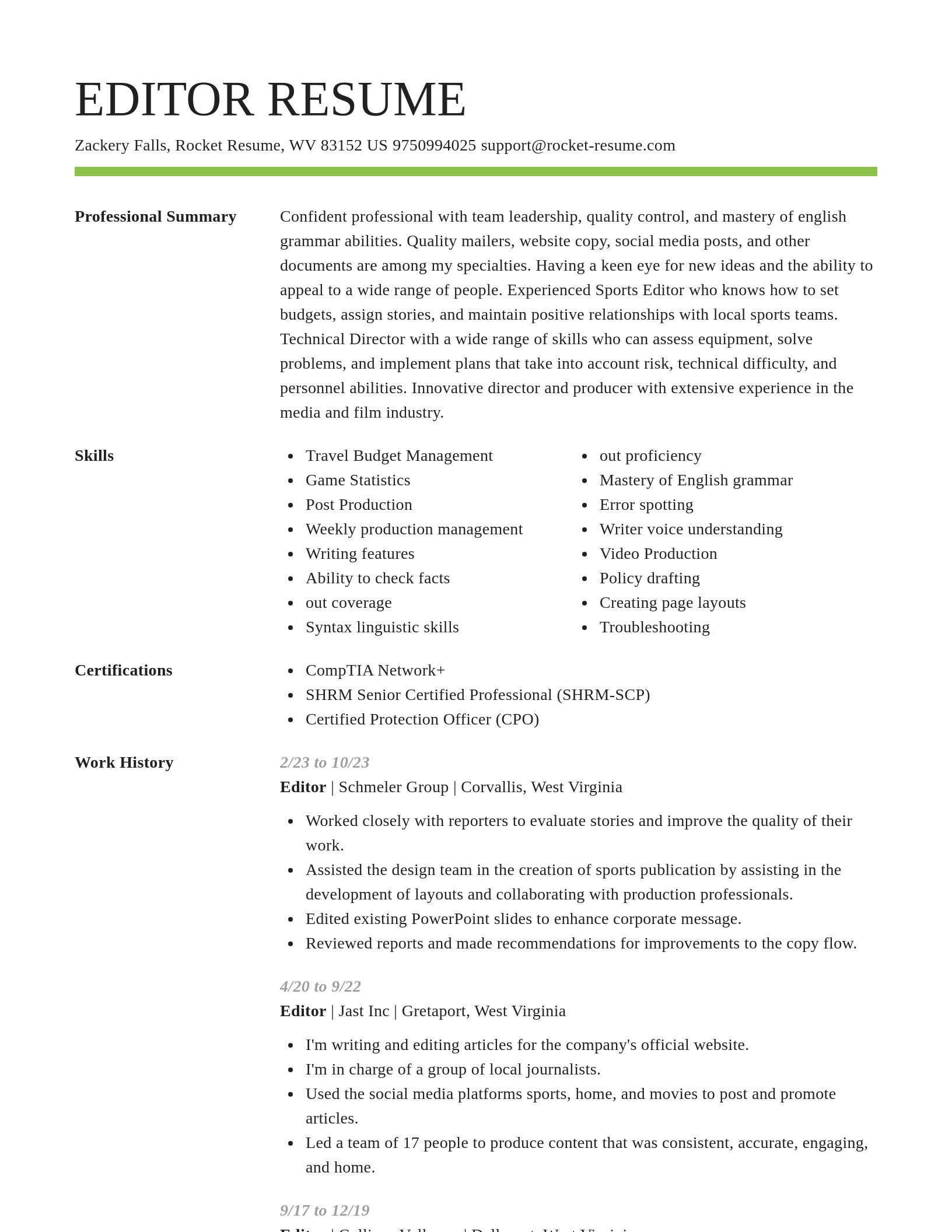 Smart resume template
