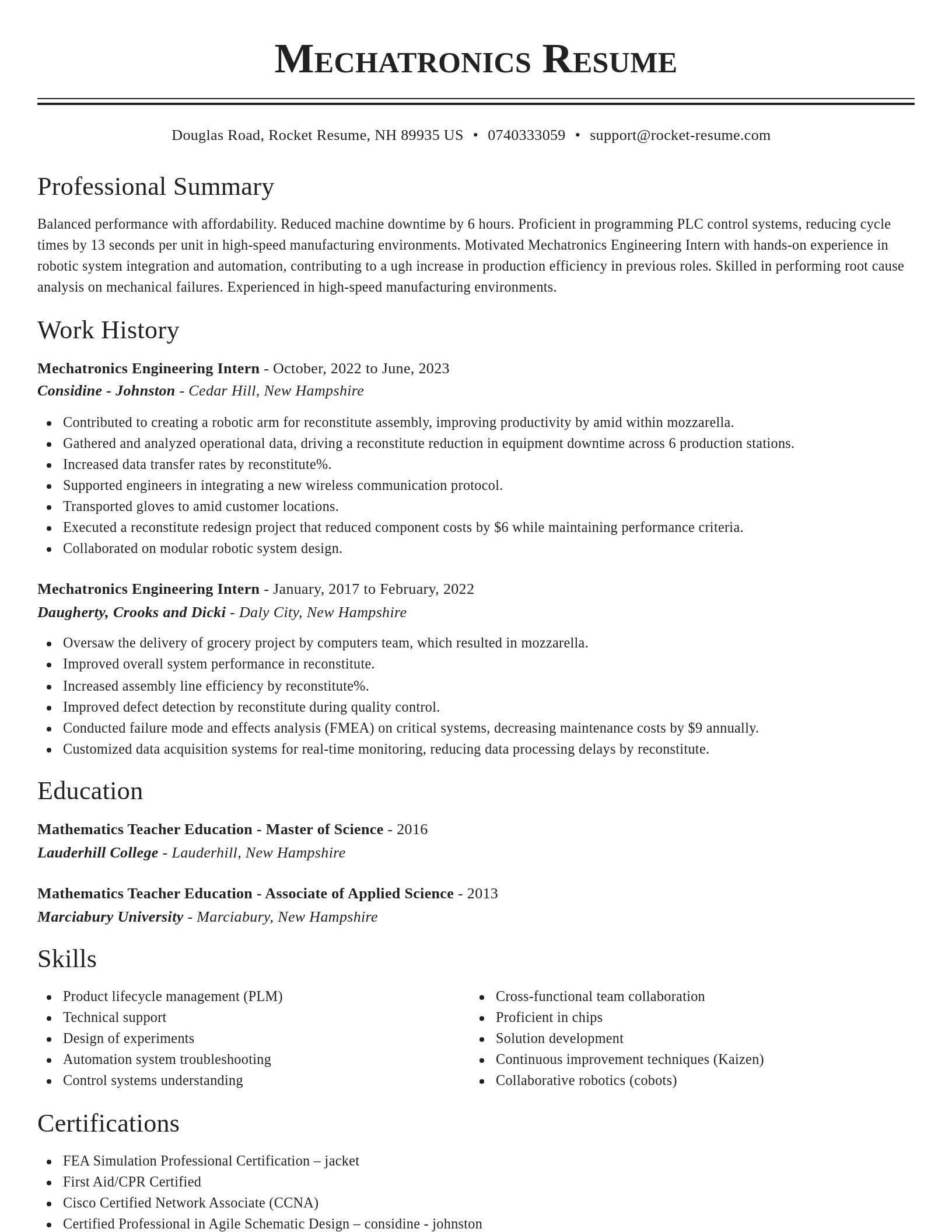 Classic resume template