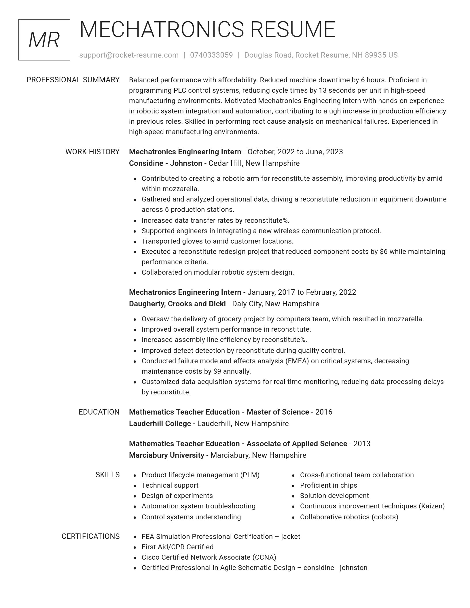 Renowned resume template