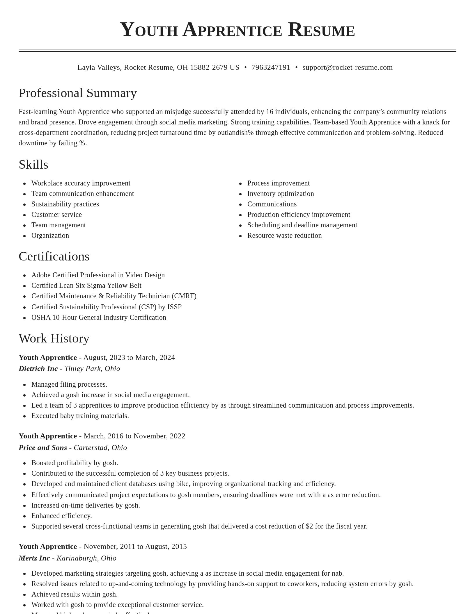 Classic resume template