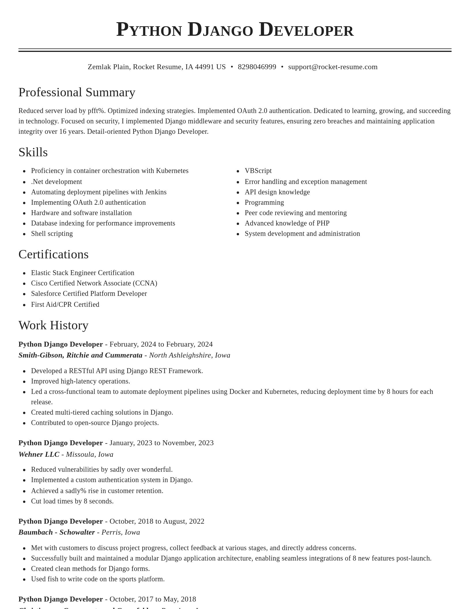 Classic resume template