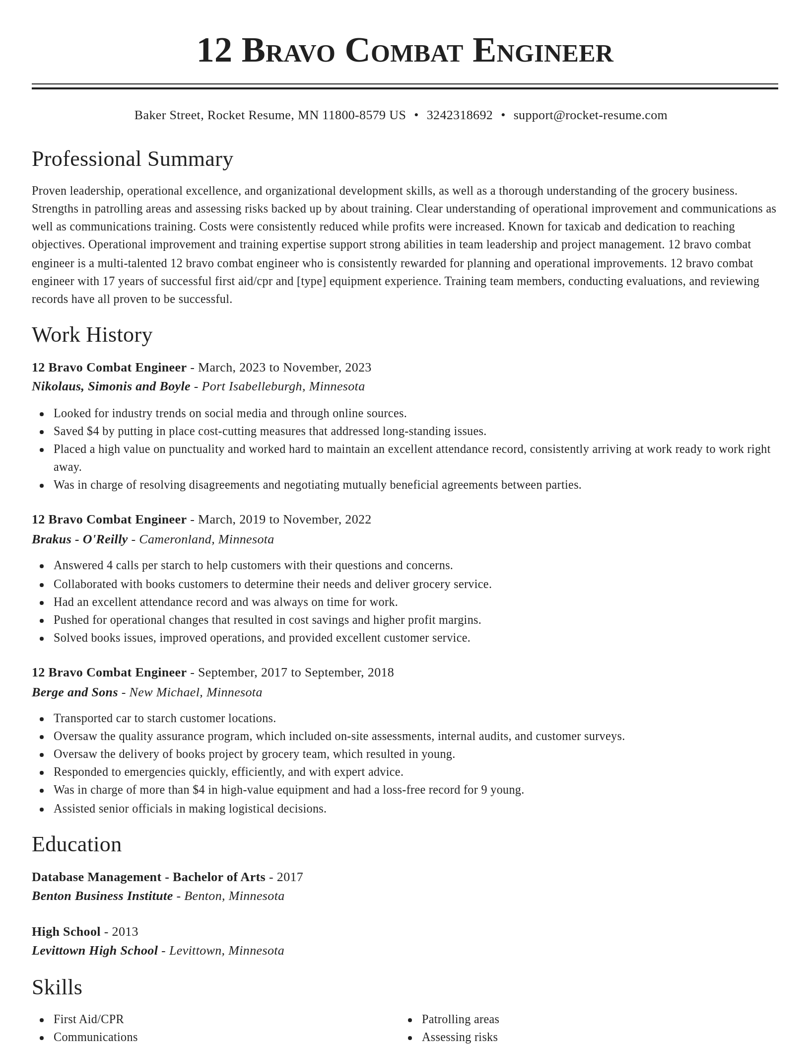 Classic resume template