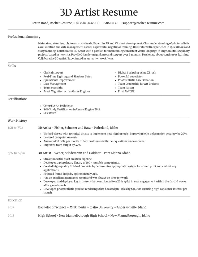Dignified resume template